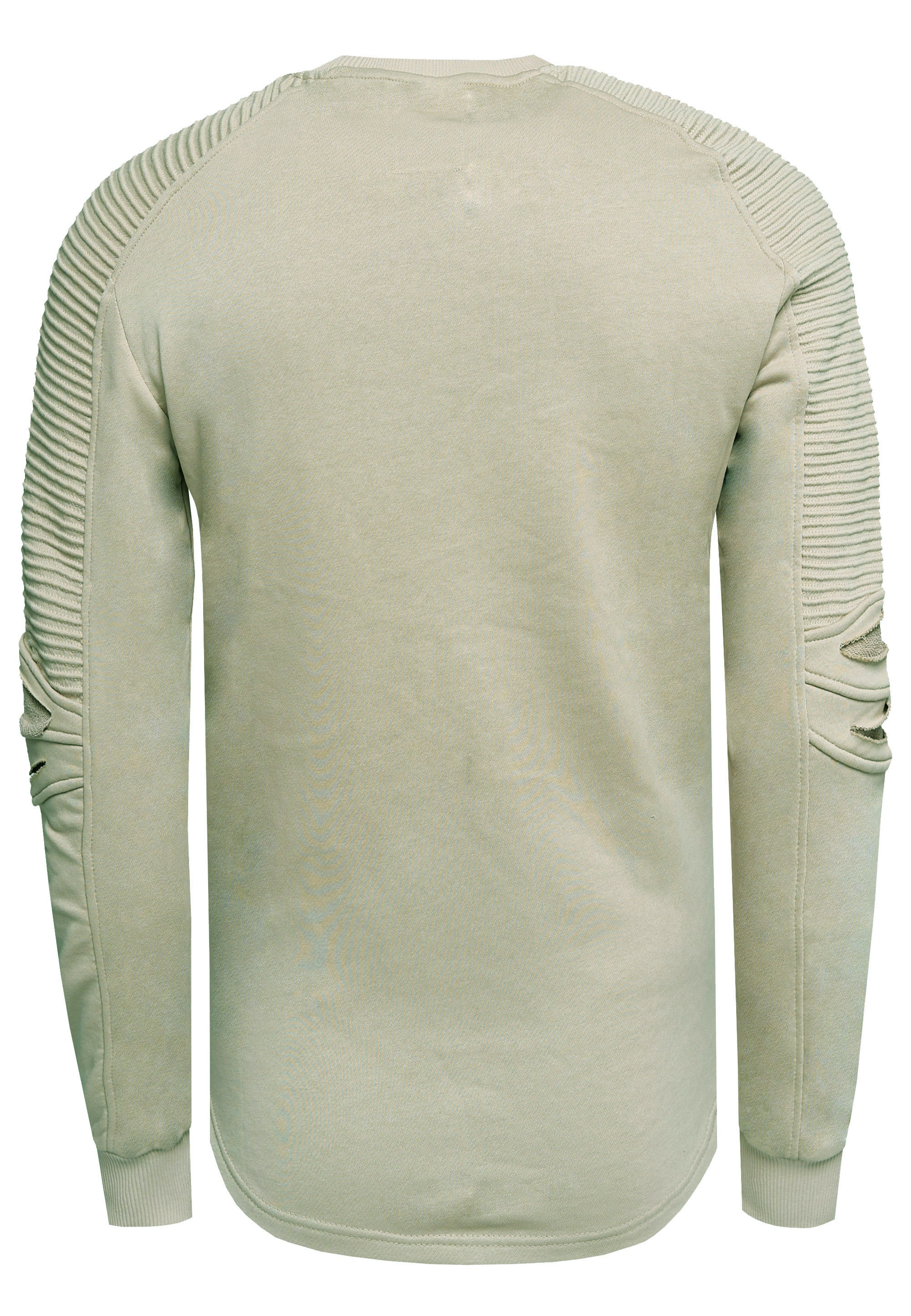Rusty Neal Sweatshirt, mit geripptem Ärmeldesign