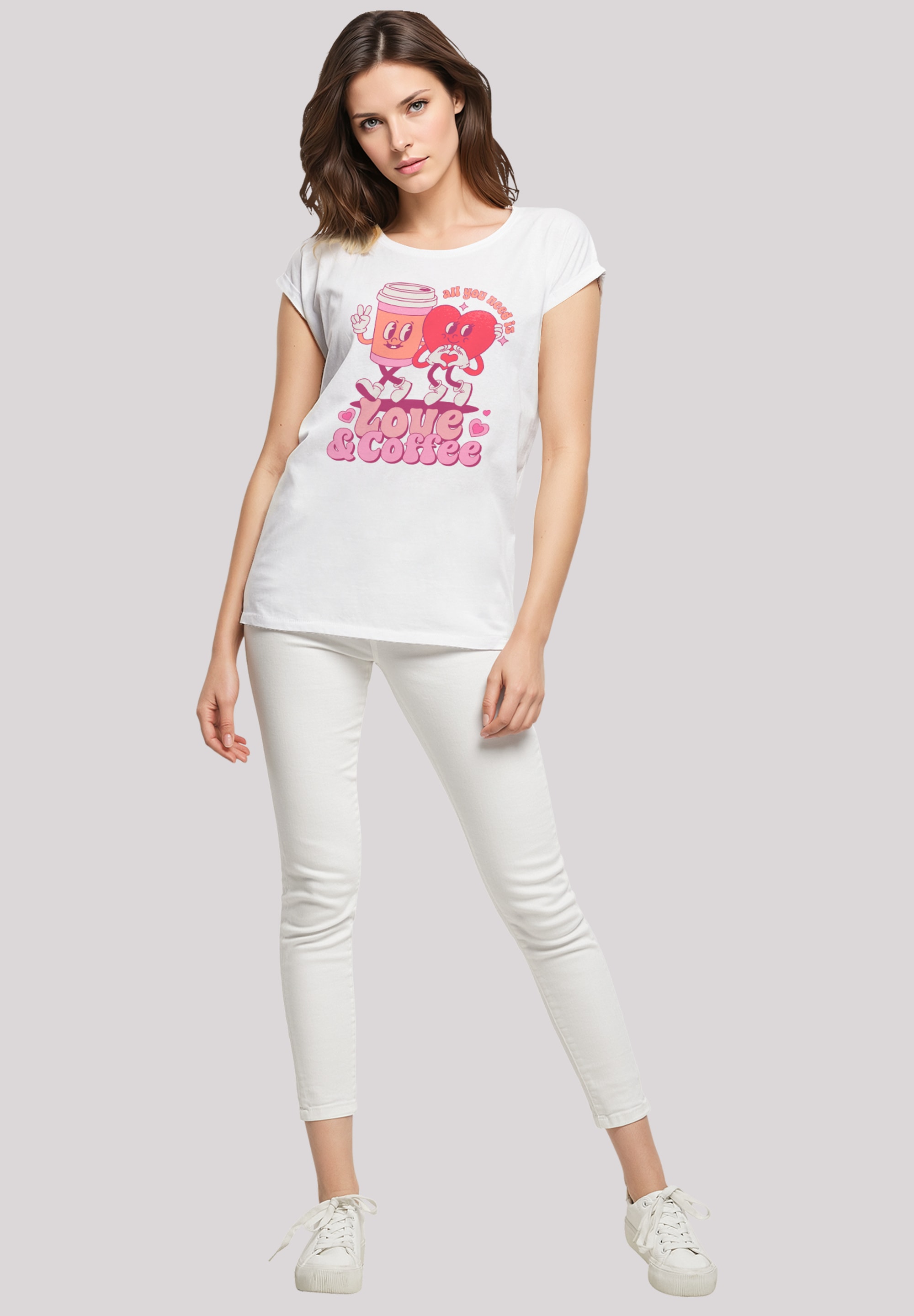 F4NT4STIC T-Shirt »Love and Coffe Valentinstag«, Premium Qualität