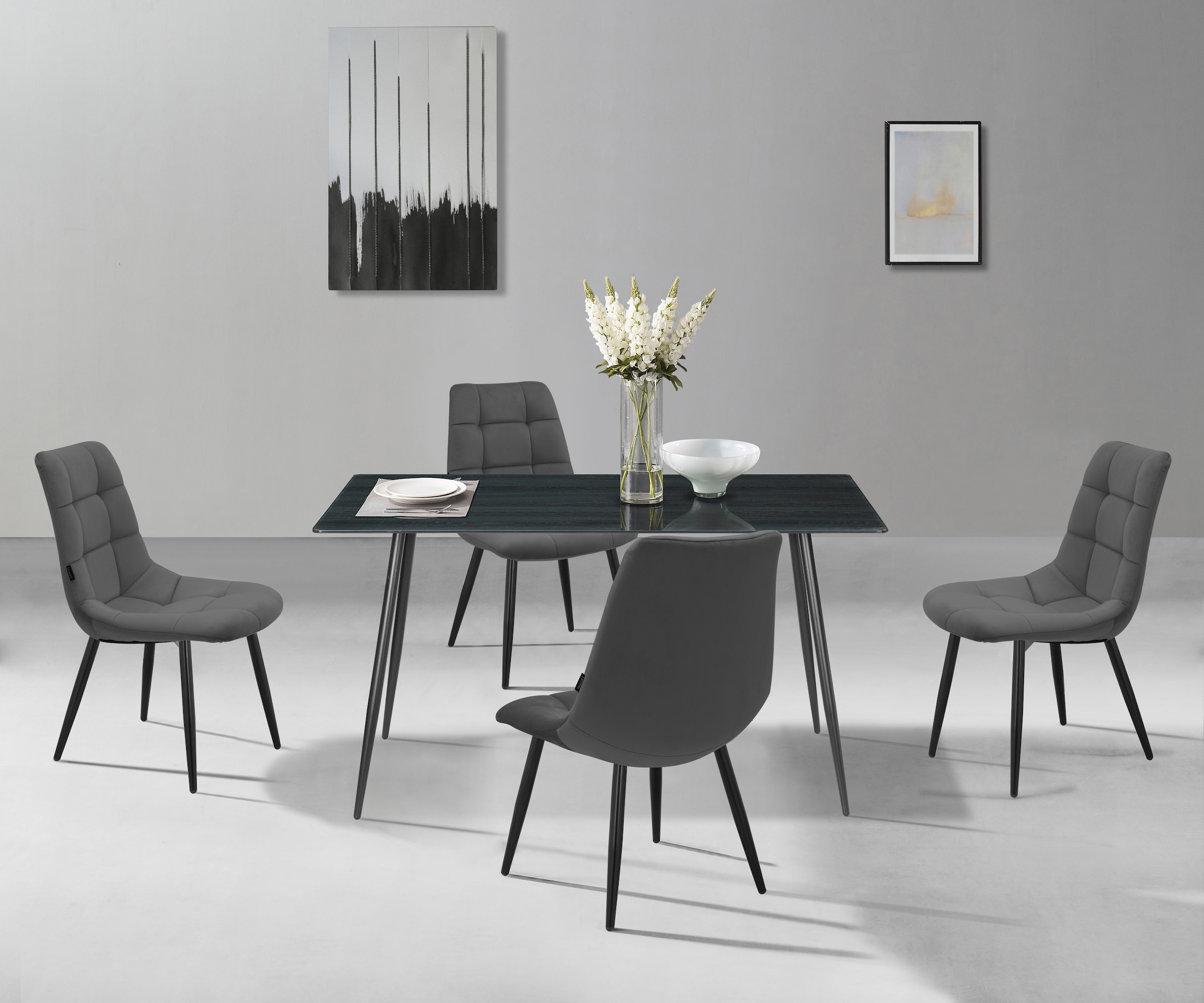 Essgruppe »Arhus Esstisch Stühle Esszimmer Set«, (Set, 5 tlg.), mit Glasplatte in...