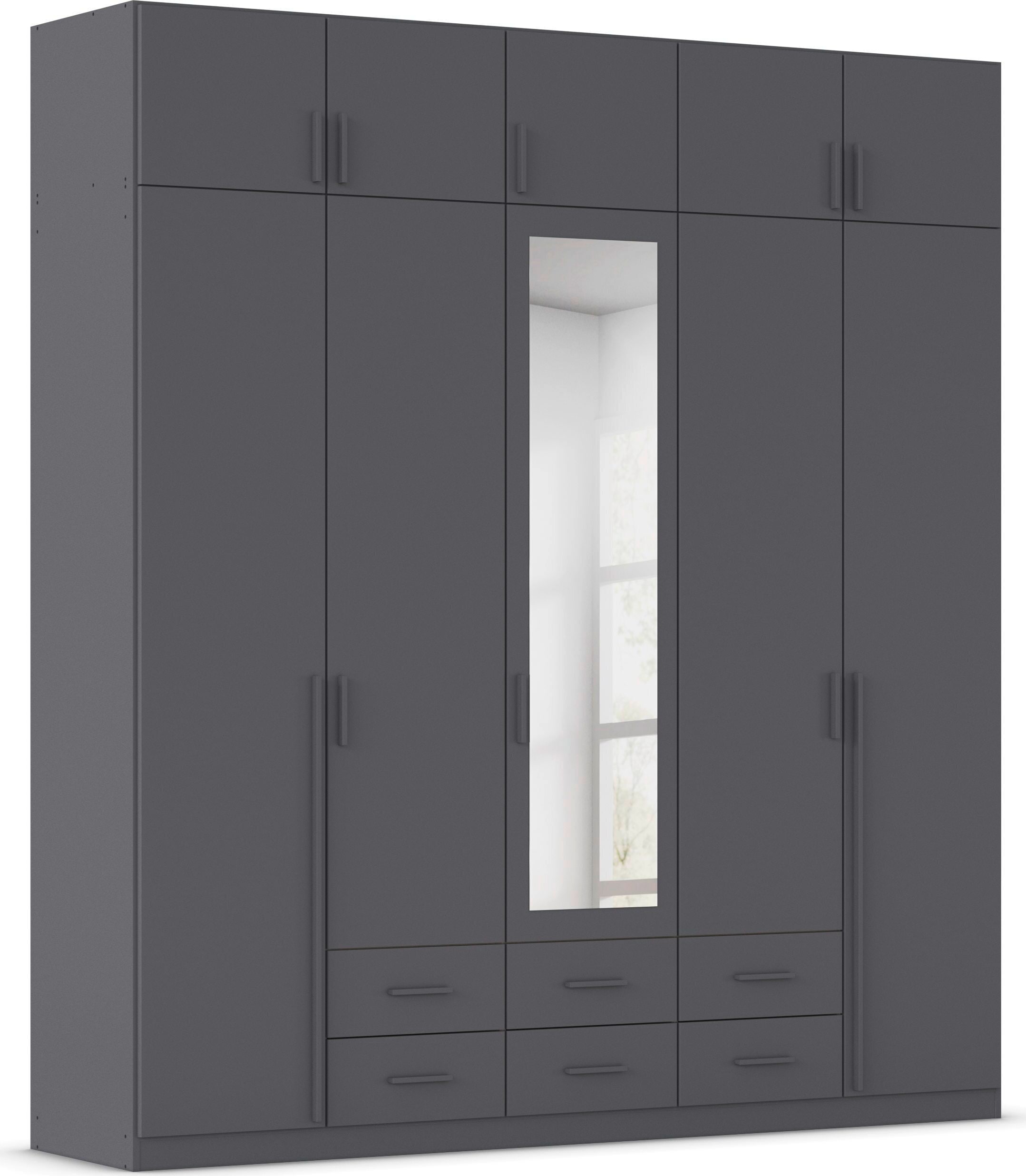 rauch Kleiderschrank "Schrank Garderobe Wäscheschrank GAMMA in 4 Breiten 91-226 cm" 3 verschiedene Ausstattungen BASIC/CLASSIC/PREMIUM (inkl. SOFT-CLOSE), mit Schubladen und Schrankaufsatz sowie Spiegel MADE IN GERMANY