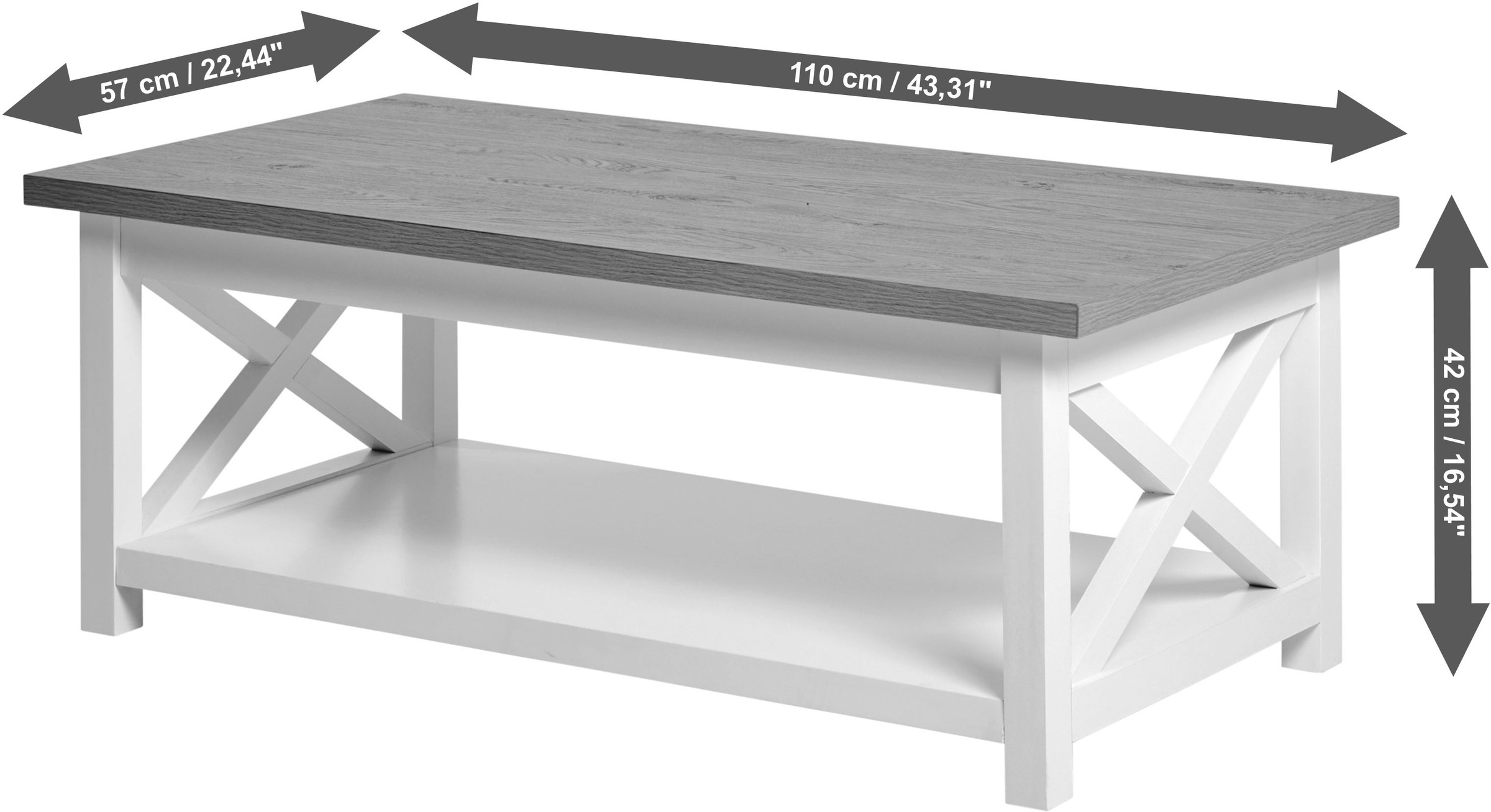 Jahnke Couchtisch »CHALET COFFEE«, (1 St.), Couchtisch, Kaffetisch, mit Ablageboden, Landhausstil, X-Design