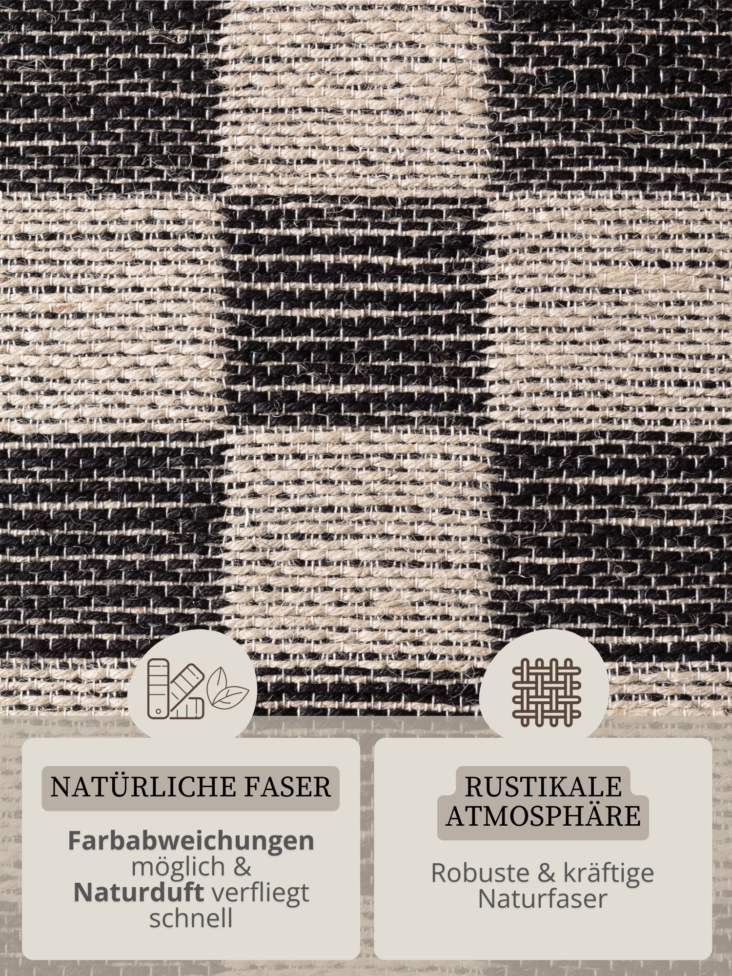 Teppich HANSE HOME "Rex", natur, weiß, schwarz, B:200cm H:7mm L:300cm, Baumwolle, Jute, Teppiche, Teppich, Jute, Handgemacht, Wohnzimmerteppich, Naturteppich, Wohnzimmer, Läufer 3