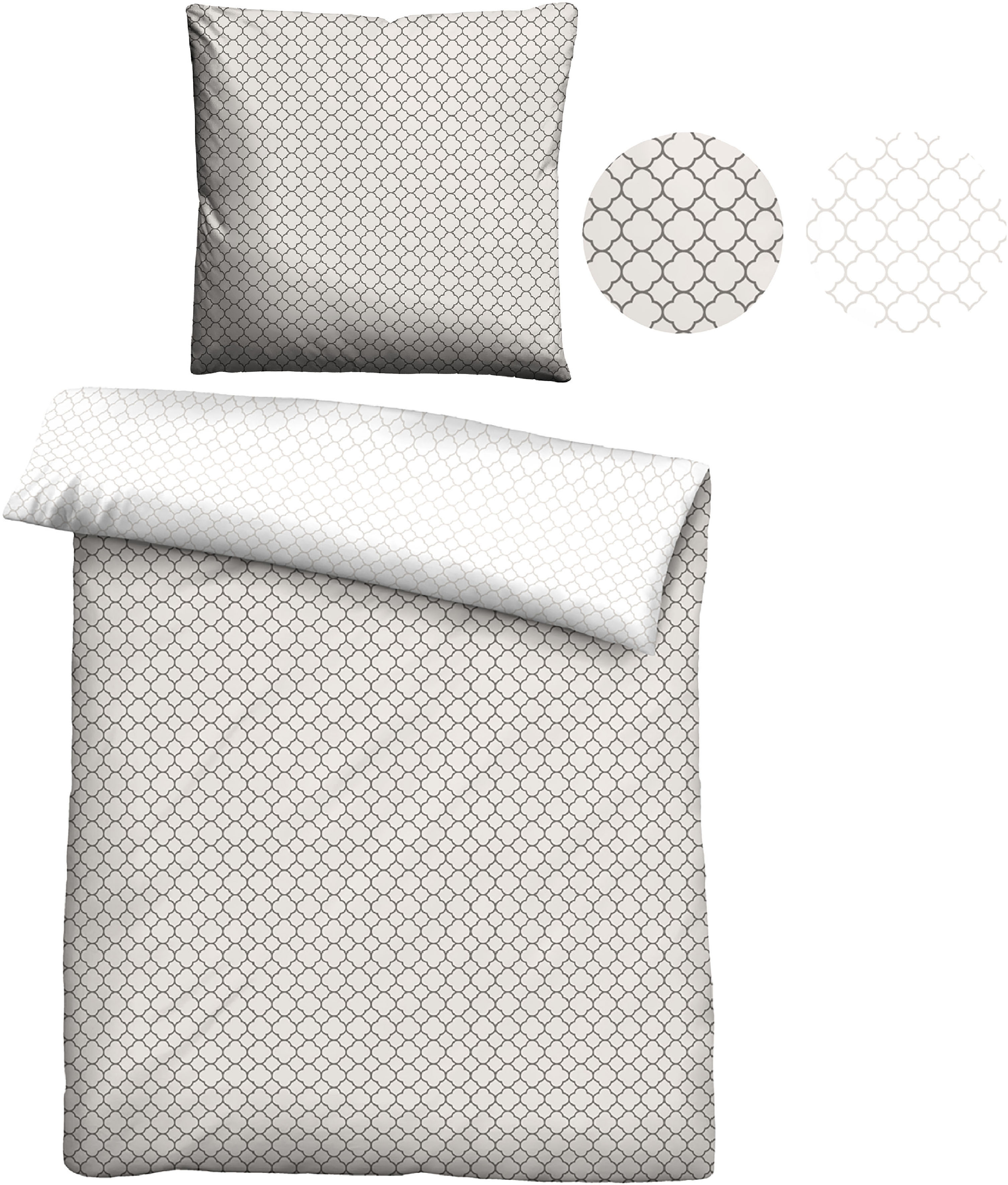 Thumbnail - Biberna Wendebettwäsche "Combinate in Gr. 135x200, 155x220 oder 200x200 cm" 3 Stk. Bettwäsche aus Baumwolle, zeitlose Be...