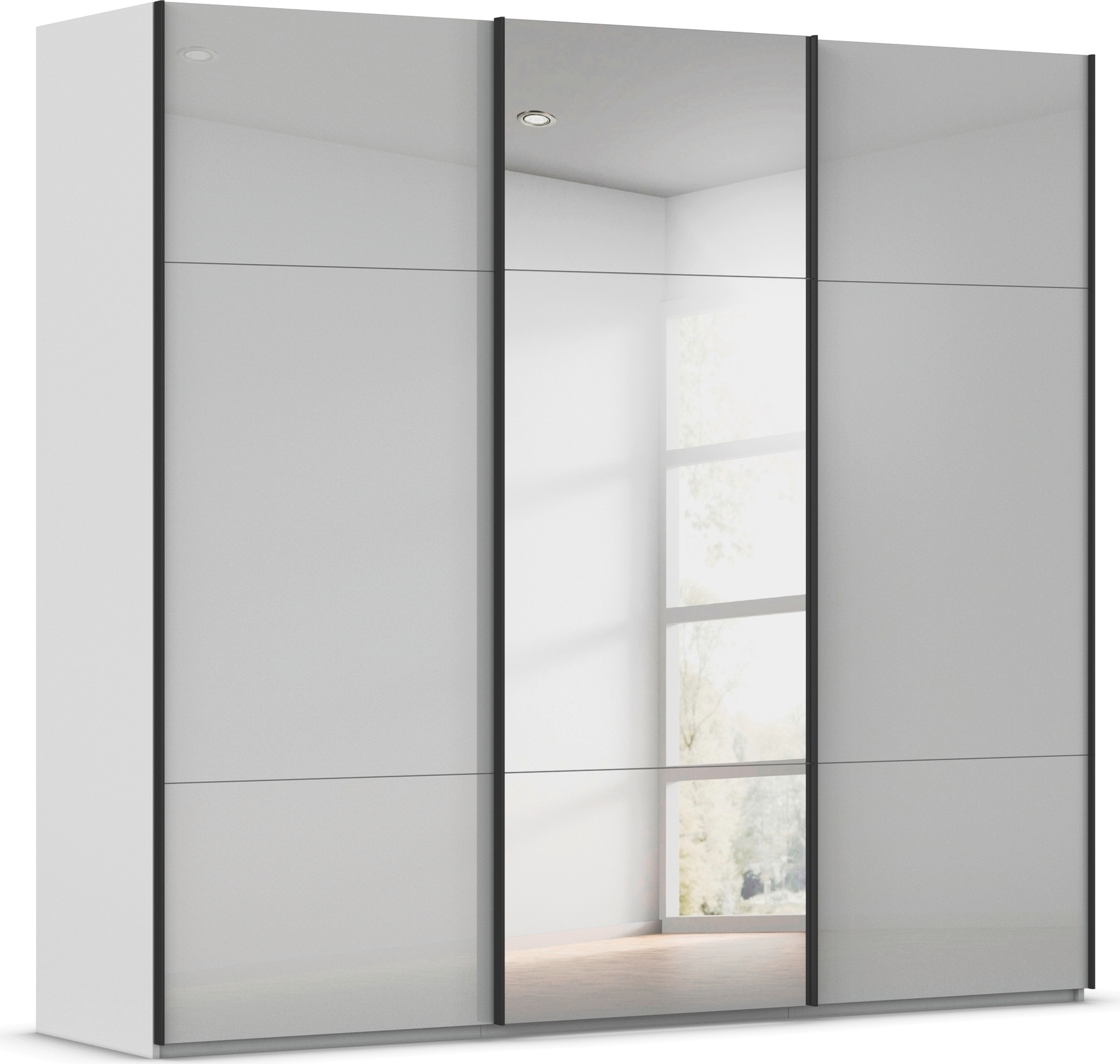 rauch Schwebetürenschrank "Kleiderschrank Schrank Garderobe Schlafzimmerschrank CONTIDO" 3 verschiedene Ausstattungen BASIC/CLASSIC/PREMIUM (inkl. SOFT-CLOSE), aus hochwertigem Material in 6 Breiten 2 Griff-Farben MADE IN GERMANY