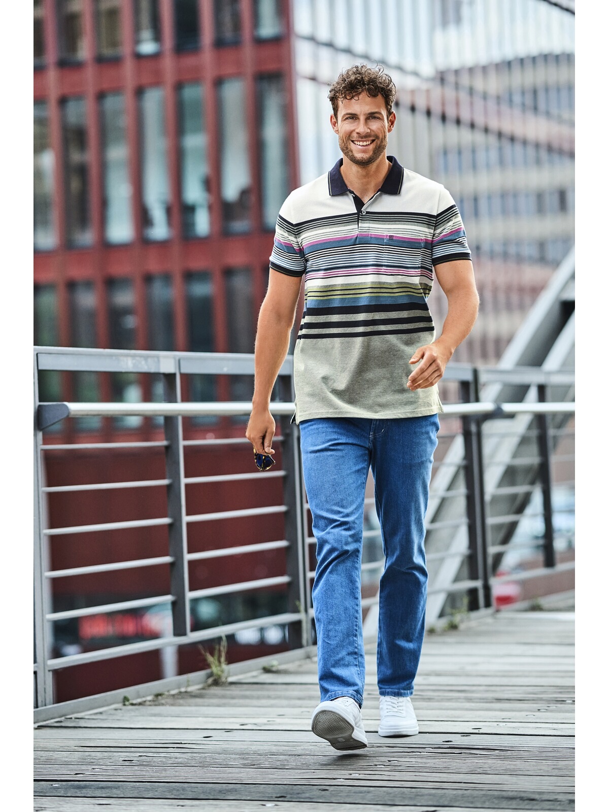 BABISTA ORVINO Polo Shirt White Olive Striped M 2