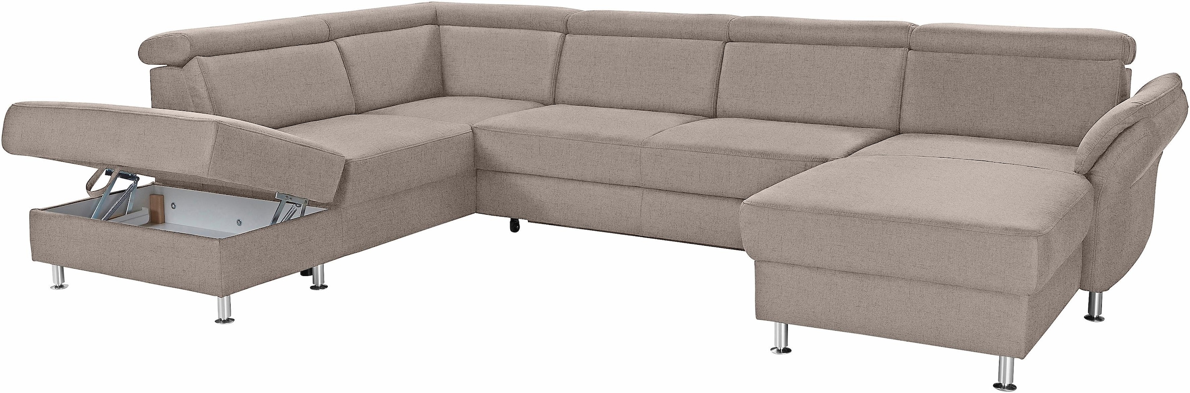sit&more Wohnlandschaft »Avignon U-Form«, wahlweise mit Bettfunktion und Stauraum, inklusive Kopfteilverstellung