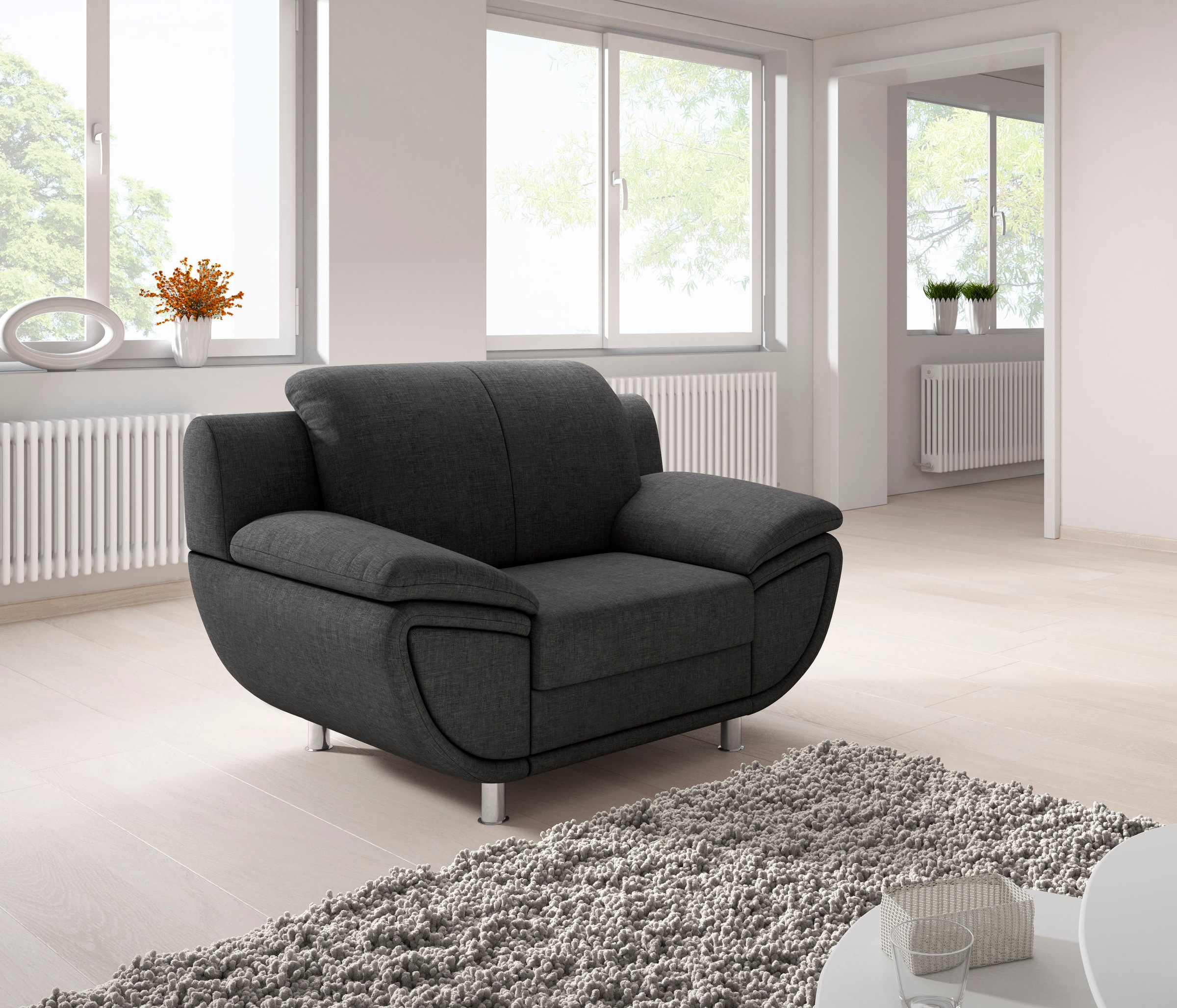 TRENDMANUFAKTUR Sessel »Rondo II, Loungesessel zeitlos und bequem«, wahlweise mit komfortablem Federkern, mit extra breiten Armlehnen