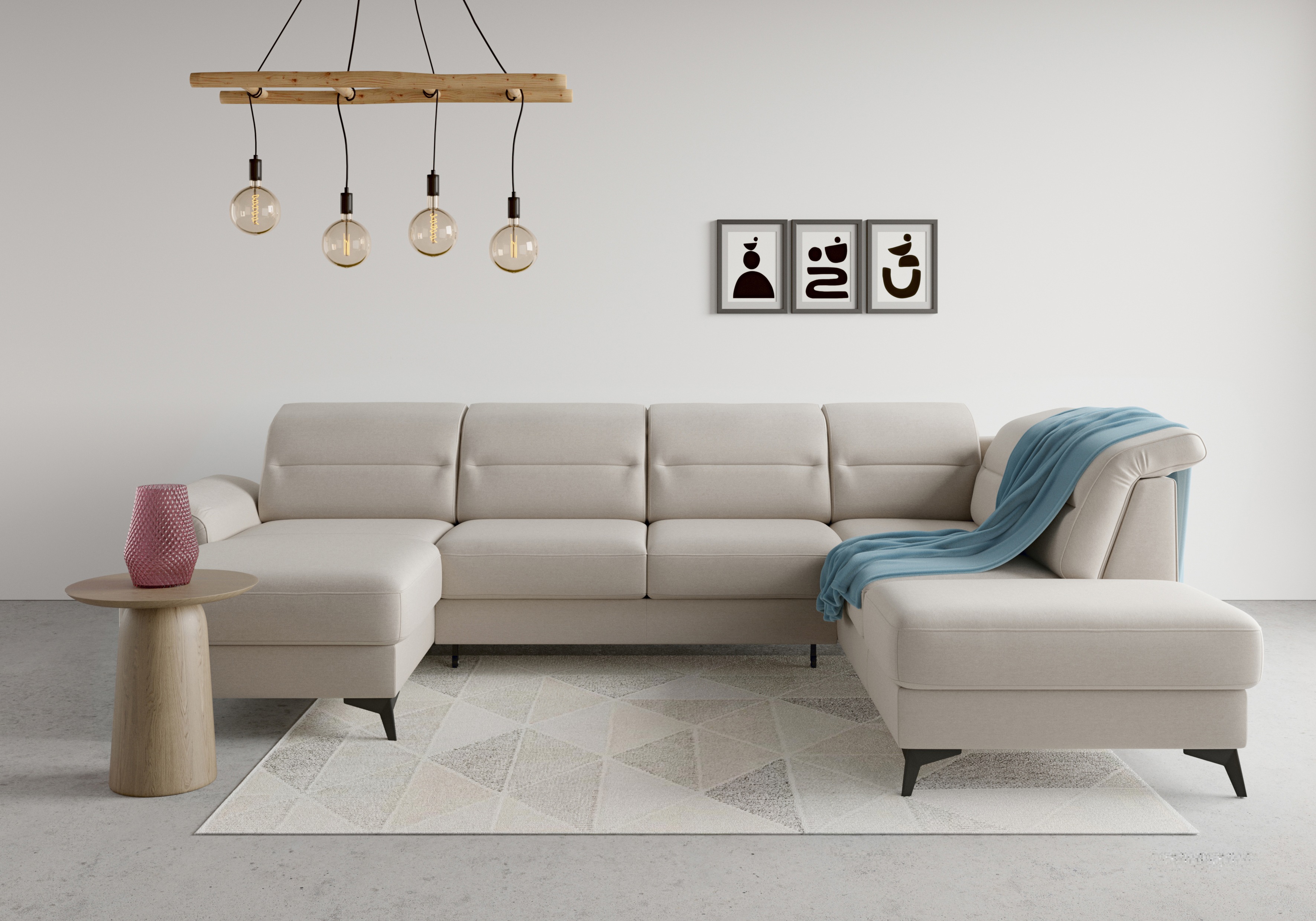 sit&more Wohnlandschaft "Sinatra U-Form" optional mit Kopfteilverstellung und Armteilfunktion, Metallfüße