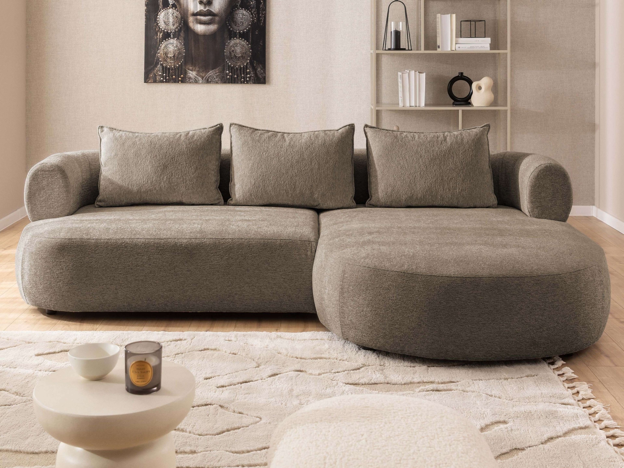 Home affaire Ecksofa "LUSSAC L-Form Design-Sofa mit Zierkissen, Maße B/T/H: günstig online kaufen