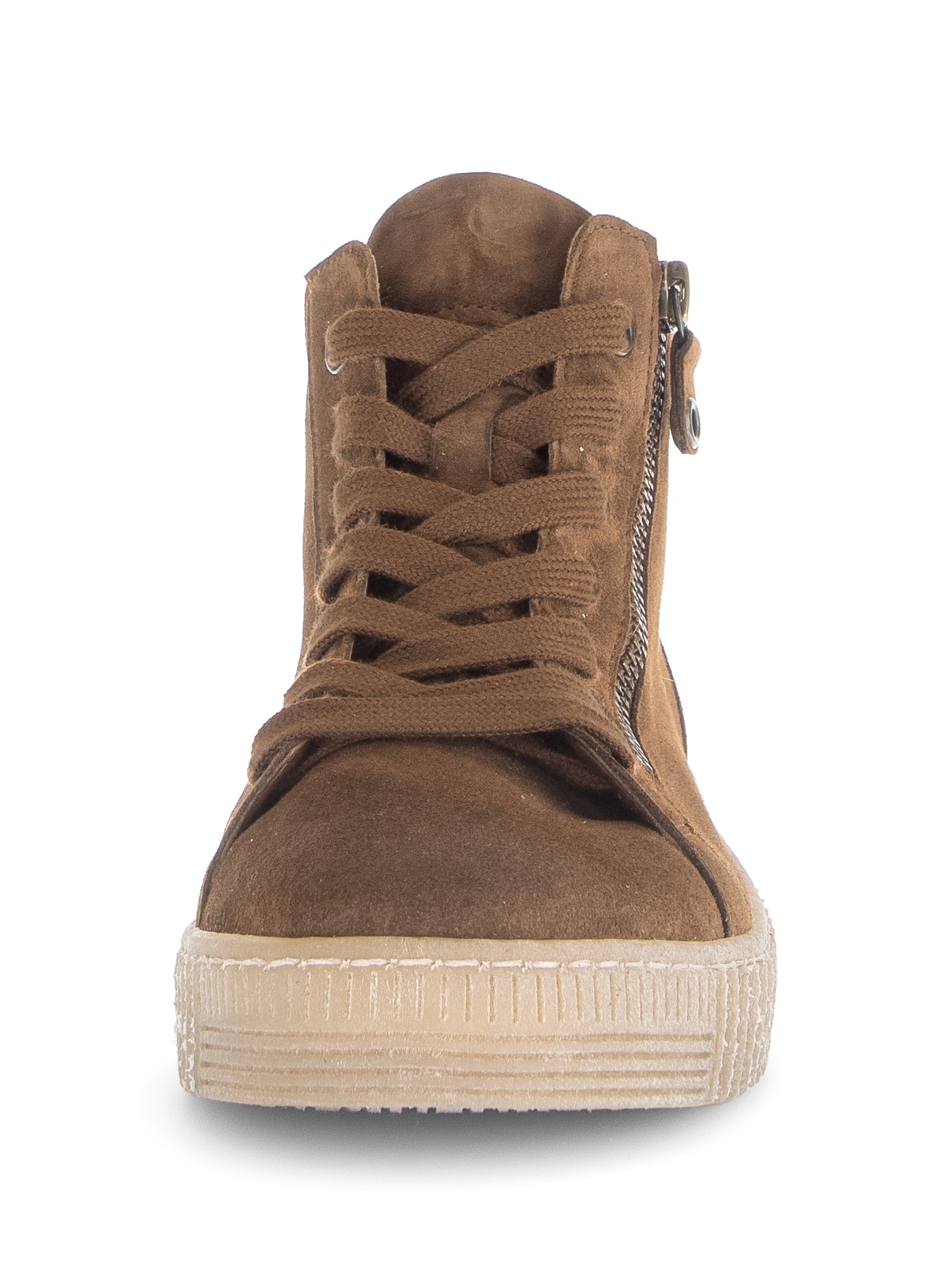 Sneakerboots GABOR, Damen, Gr. 38, braun (rehbraun), Ziegenveloursleder, unifarben, Schuhe Sneakerboots, Plateau, Stiefelette, Schnürboots mit Ziernähten 3