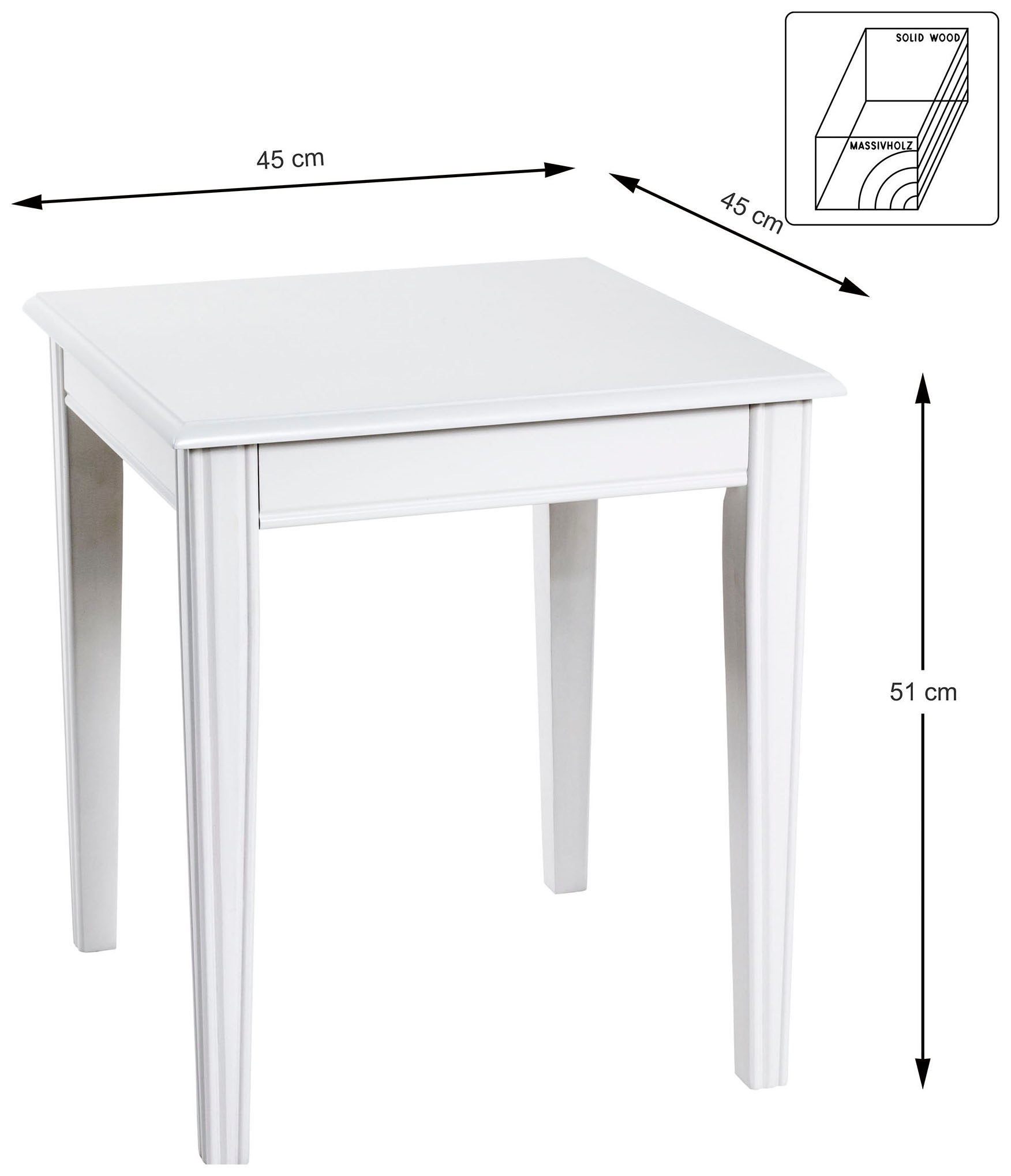 HAKU Beistelltisch »Sofatisch, Wohnzimmertisch« 1 Stk. tlg. quadratisch - aus MDF Weiß B/T/H 45/45/51 cm