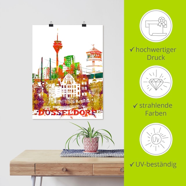 Artland Wandbild »Düsseldorf Grafik«, Düsseldorf, (1 St.), als Alubild,  Leinwandbild, Wandaufkleber oder Poster in versch. Größen bestellen | BAUR