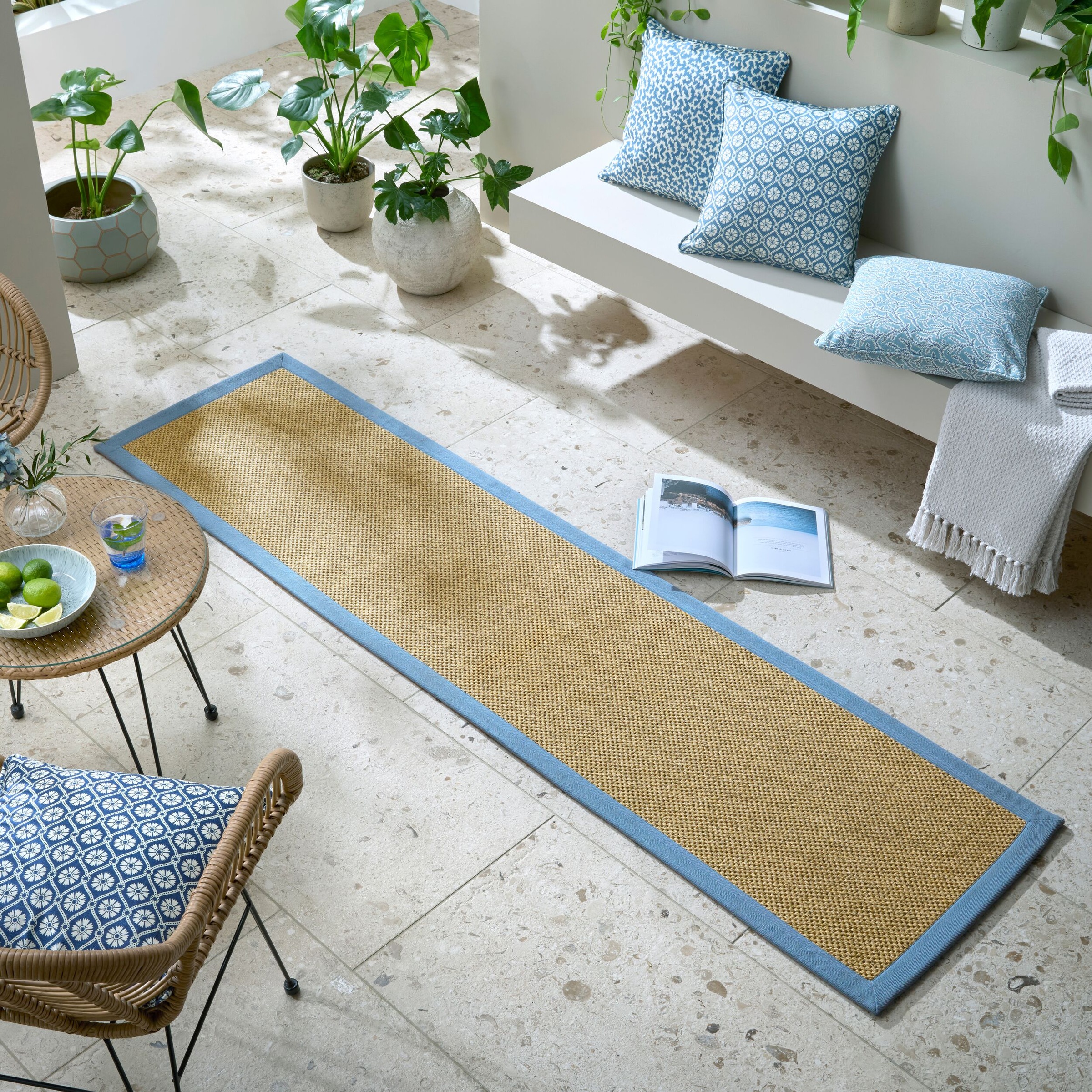 FLAIR RUGS Teppich "Sisal Look" rechteckig 6 mm Höhe Sisal Look Border Indoor Outdoor Bodenläufer Teppich