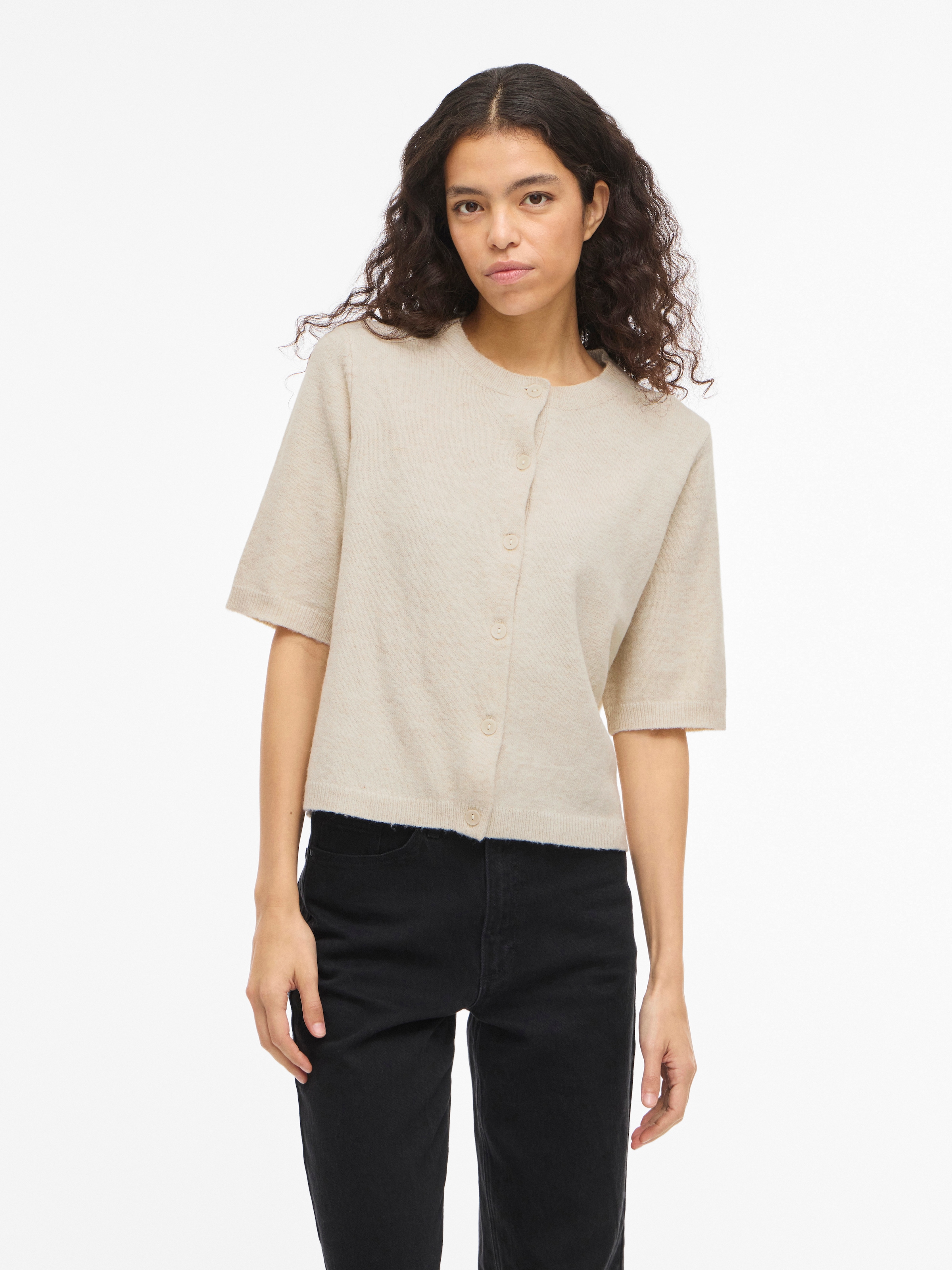 Vila Strickjacke "VILIGA 2/4 O-NECK KNIT CARDIGAN - NOOS" Materialmix, regu günstig online kaufen