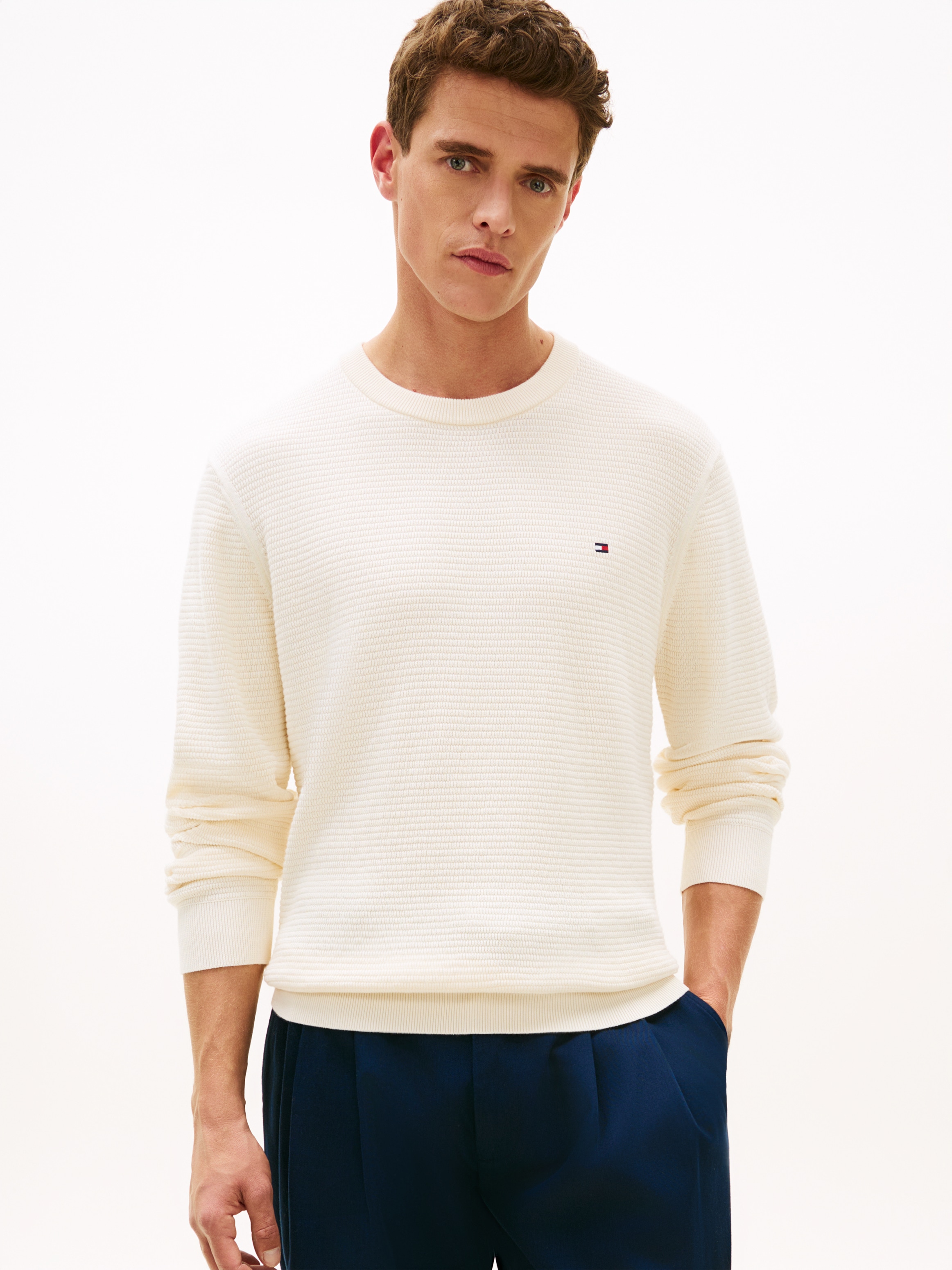 Tommy Hilfiger Strickpullover "SEASONAL STRUCTURE CREW NECK" strukturiert