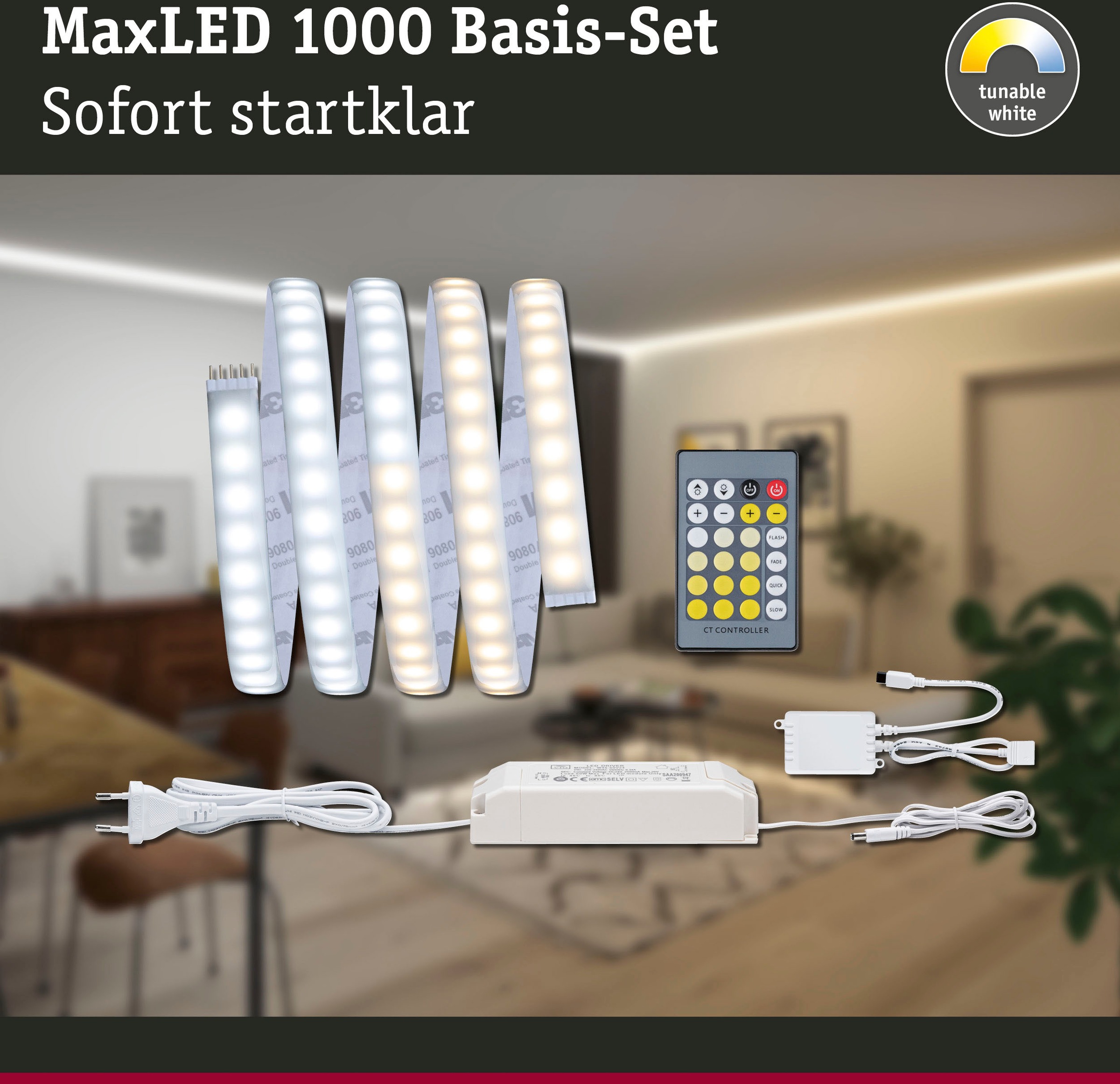 Paulmann LED-Streifen »MaxLED1000 Basisset BAUR 230/24V 1 Tunable | St.-flammig, Silber«, White Cover2700-6500K 1,5m IP44 bestellen 40VA 17W