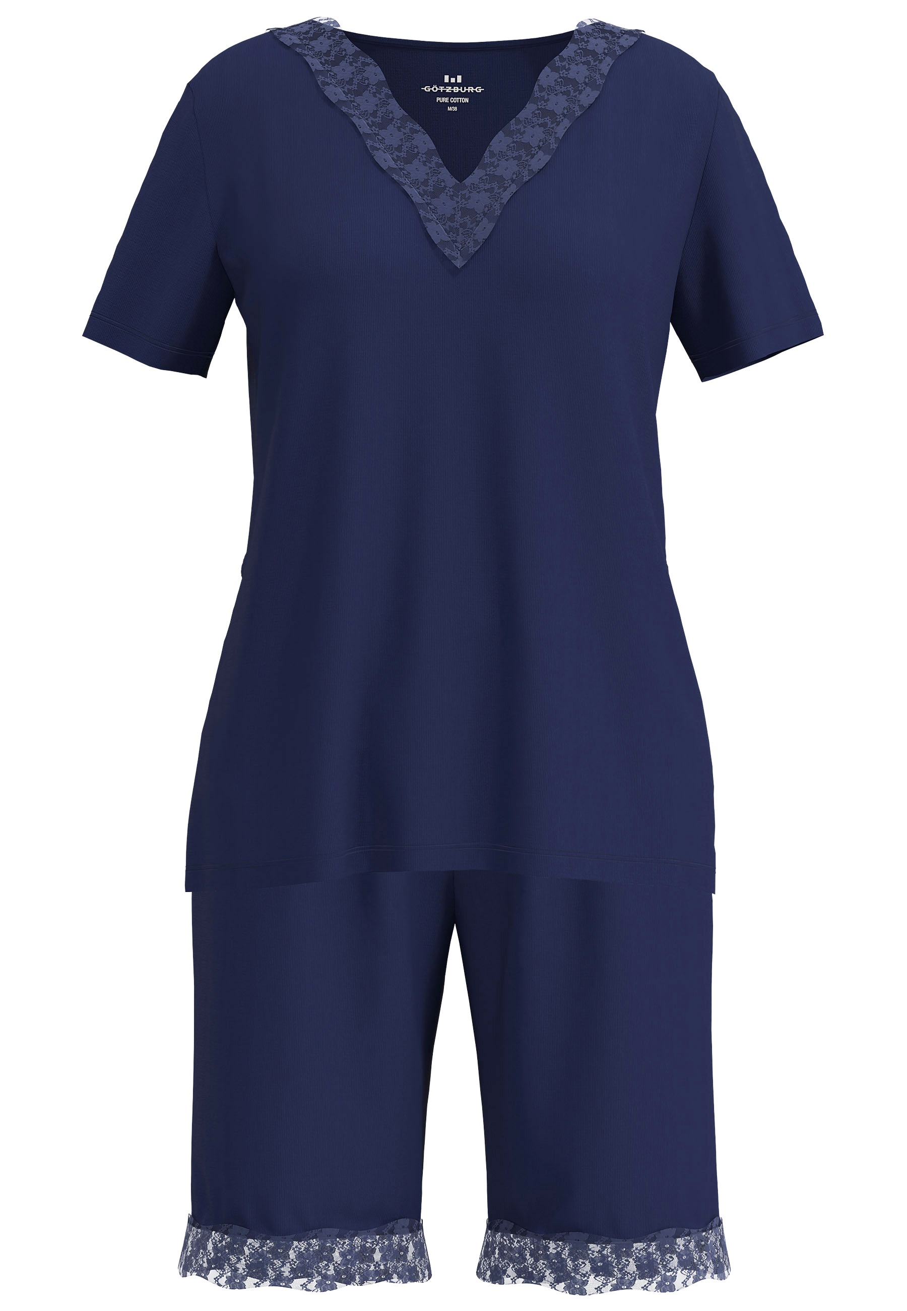 GÖTZBURG Shorty mit Spitze, Kurzarm, V-Ausschnitt, Baumwollmix günstig online kaufen