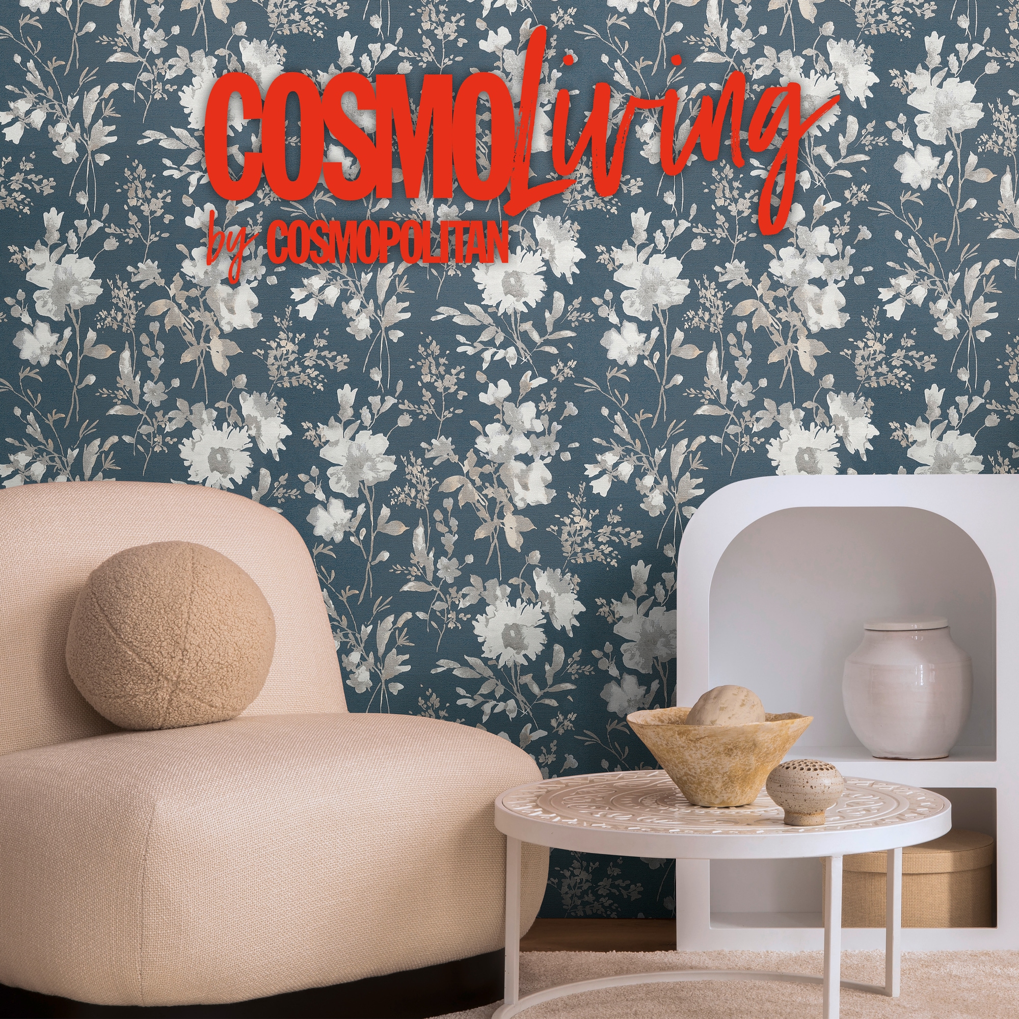 CosmoLiving by Cosmopolitan Vliestapete »Petal Poetry – Aquarell-Blumentapete« matt strukturiert Zarte Aquarellblüten für stilvolle Wohnräume