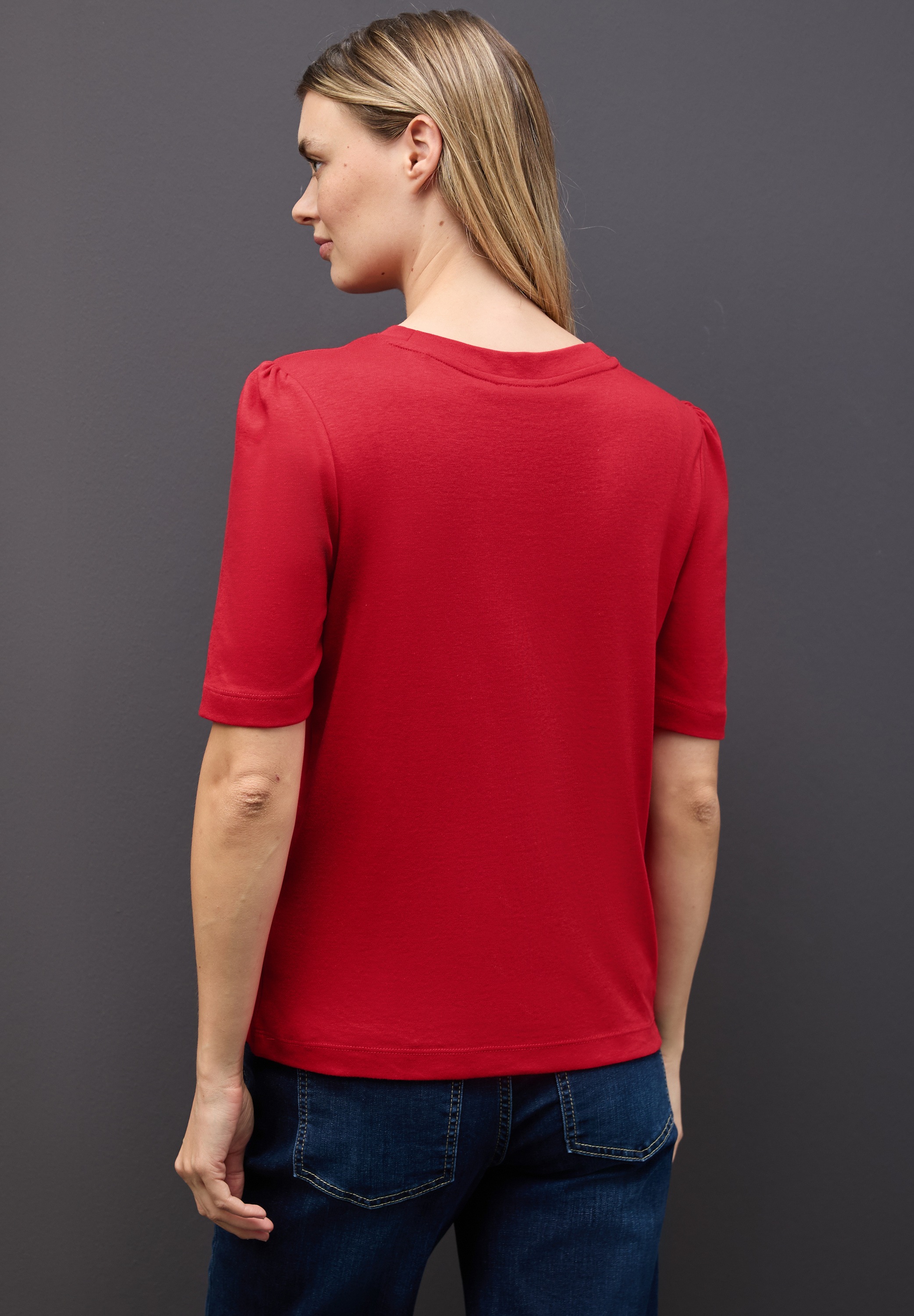 STREET ONE T-Shirt, mit Raffung an den Schultern günstig online kaufen