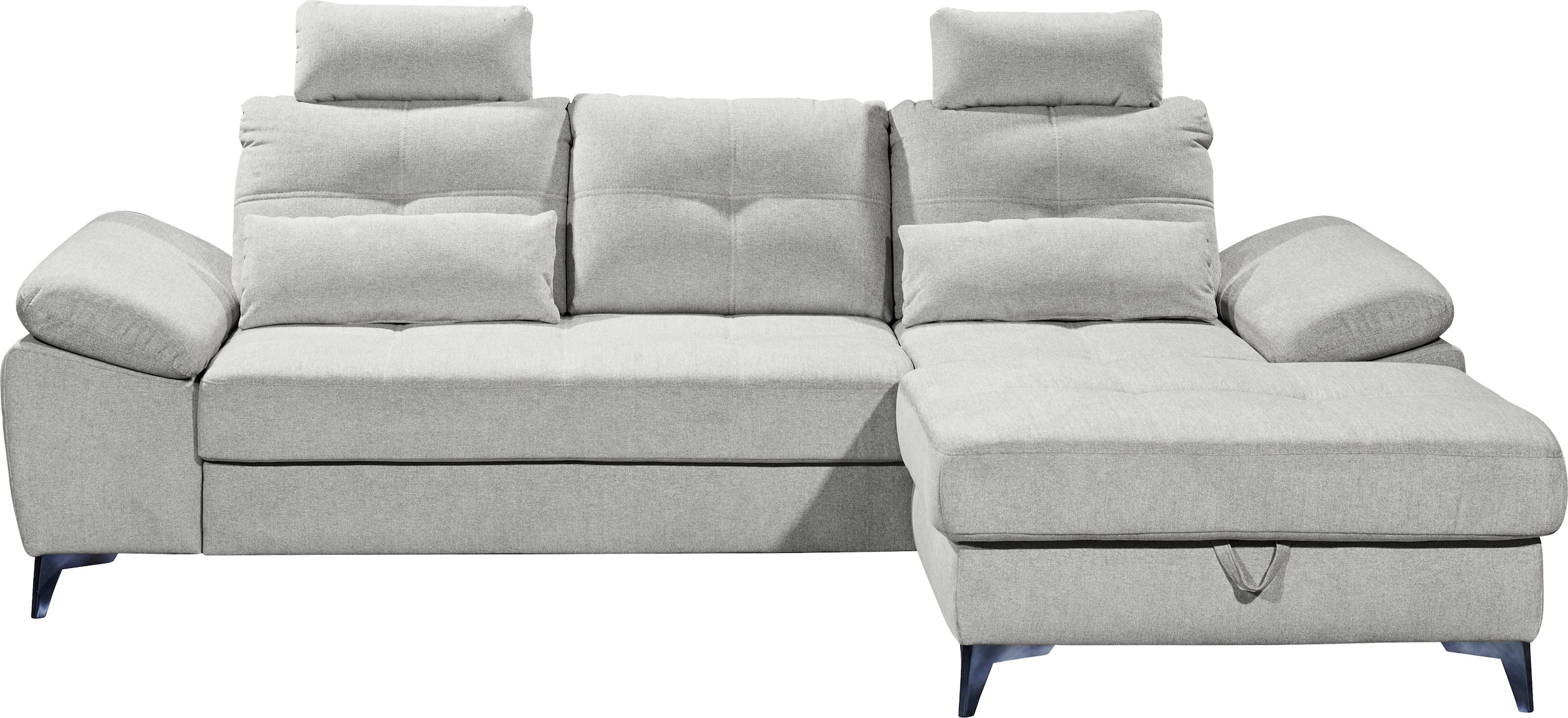 ED EXCITING DESIGN Ecksofa »Auckland L-Form mit Bettfunktion, Bettkasten«, Armteilverstellung, Kopfstützen & 2 Nierenkissen