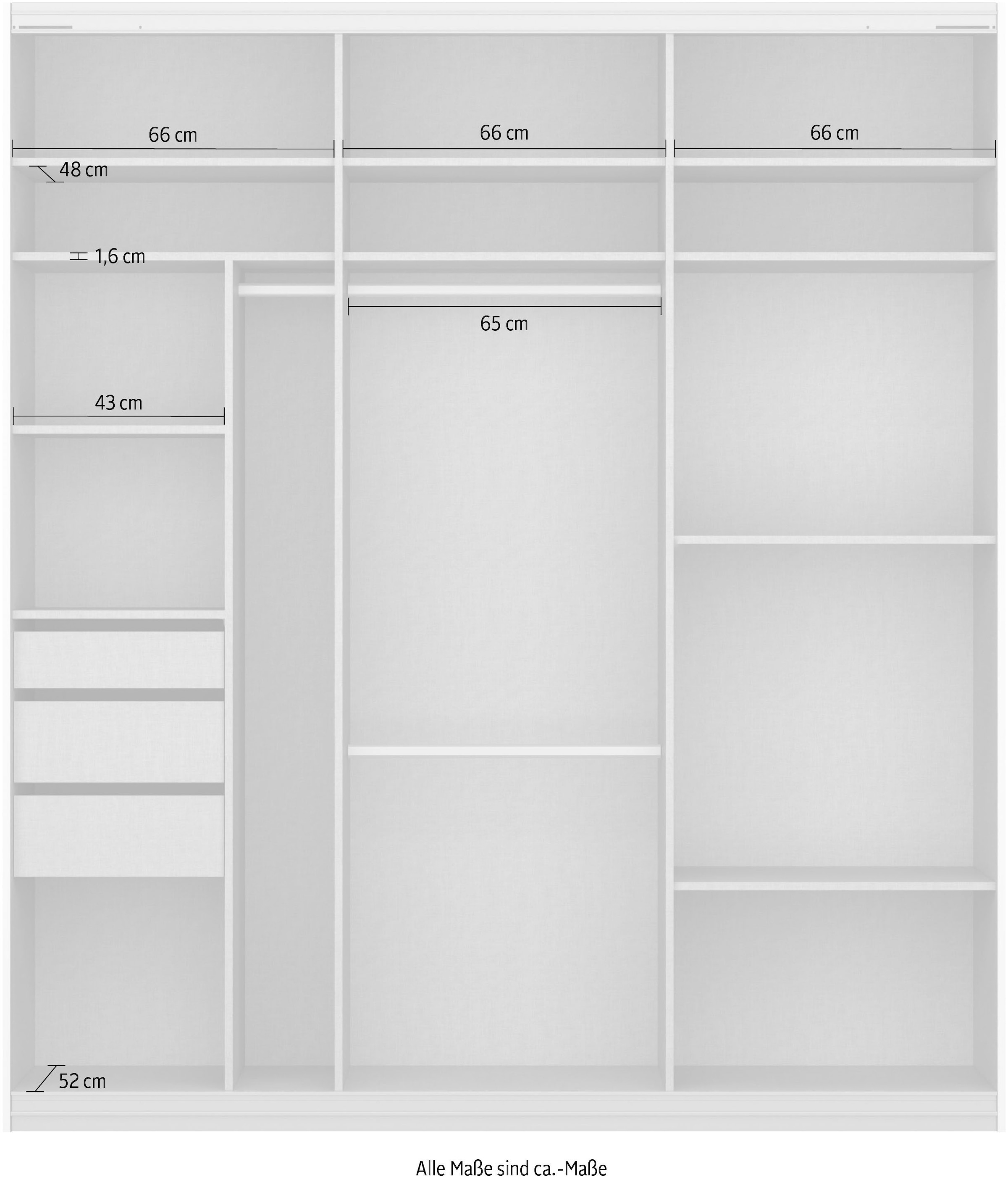 rauch Schwebetürenschrank »Kleiderschrank Schrank Garderobe TOPSELLER OTELI inkl. Inneneinteilung«, mit 3 Innenschubladen sowie zusätzlichen Einlegeböden MADE IN GERMANY