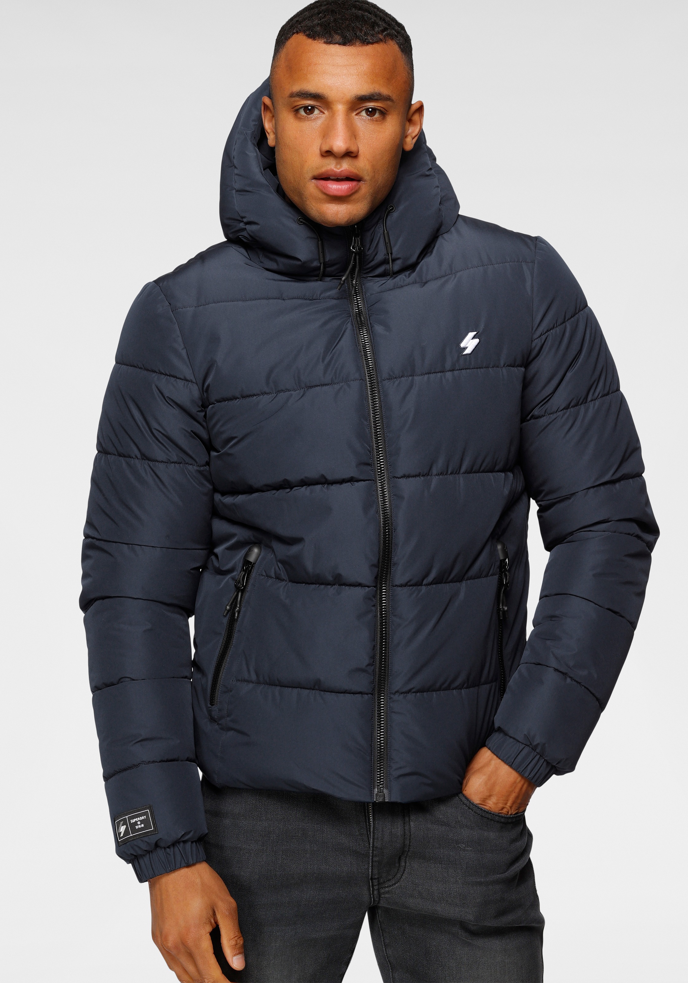 Superdry Steppjacke "HOODED SPORTS PUFFR JACKET", mit Kapuze, mit kontrastf günstig online kaufen