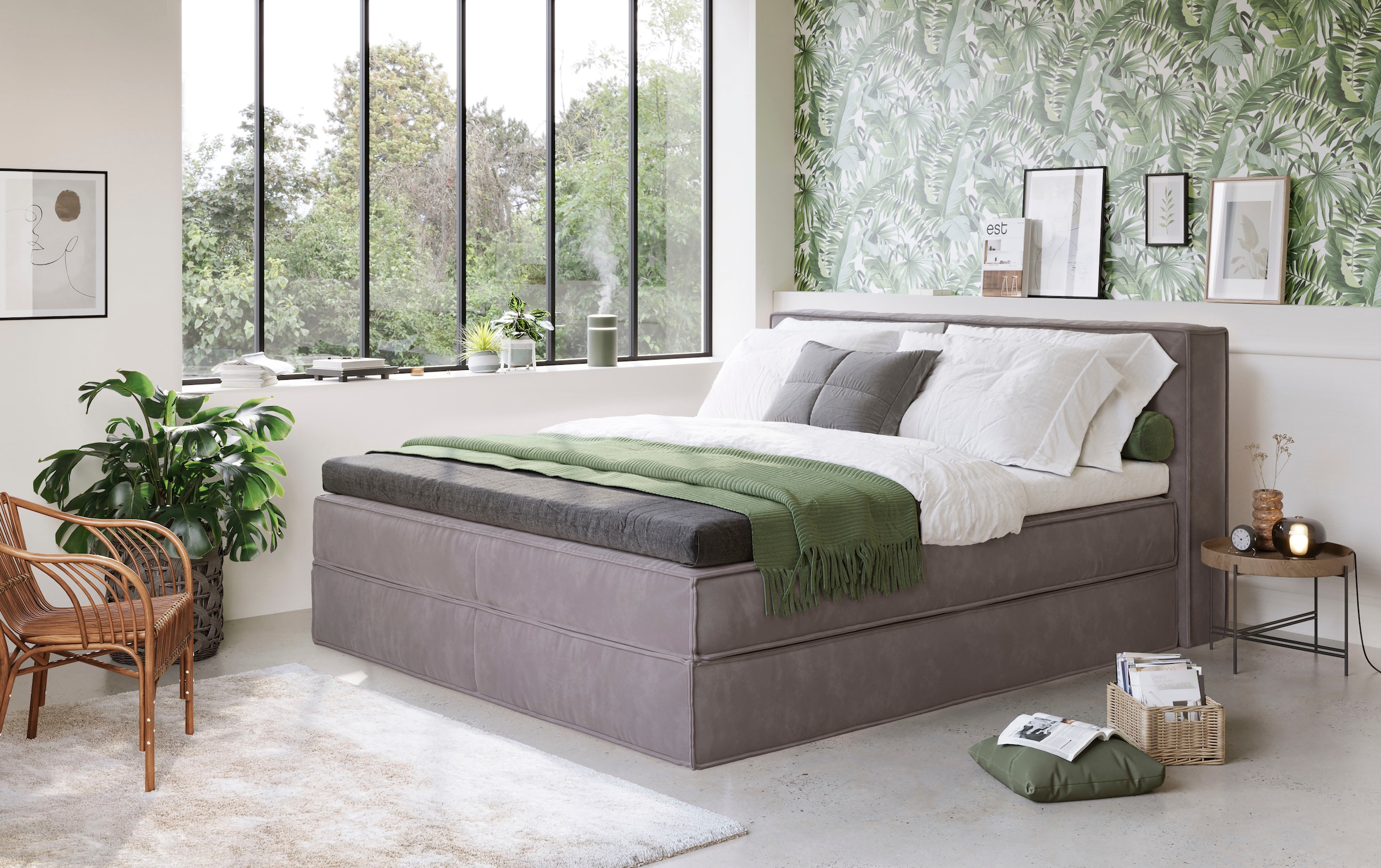 Home affaire Boxspringbett »Sacy«, Boxbett inkl. Topper, 2 Matratzen, Härtegrade H2, H3 und H4 wählbar