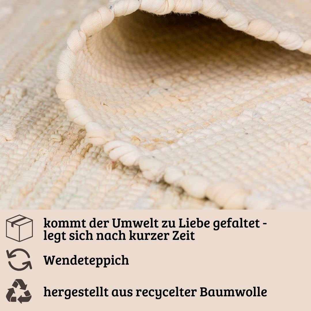 my home Teppich »Wertingen«, rechteckig, 10 mm Höhe, Handweb Teppich, Uni Farben, 90% Baumwolle, handgewebt, Wohnzimmer
