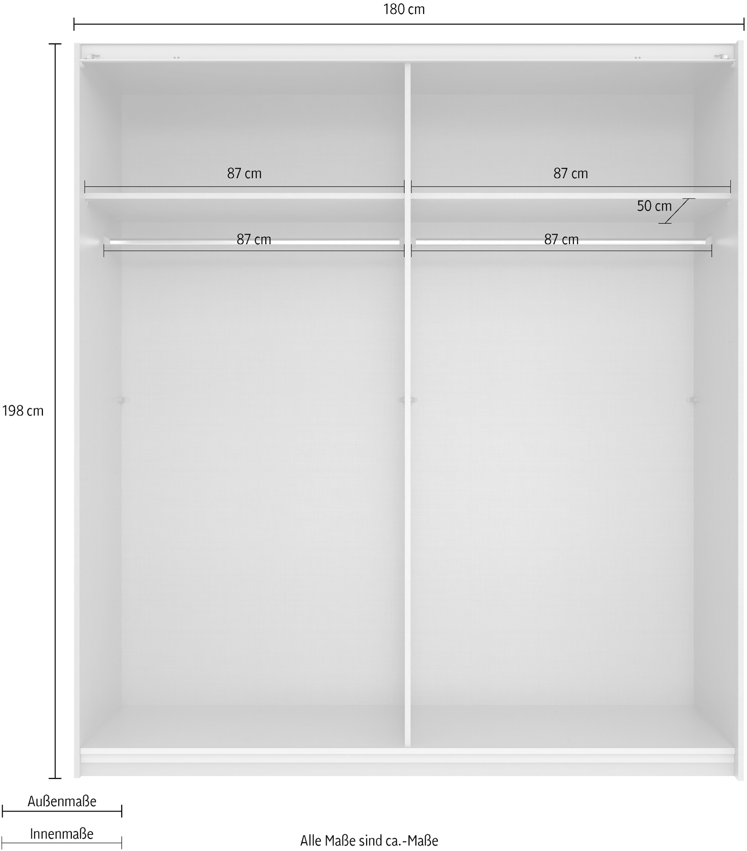 Wimex Schwebetürenschrank »ABERDEEN in der Breite 180cm, mit farblichen Glaselementen«
