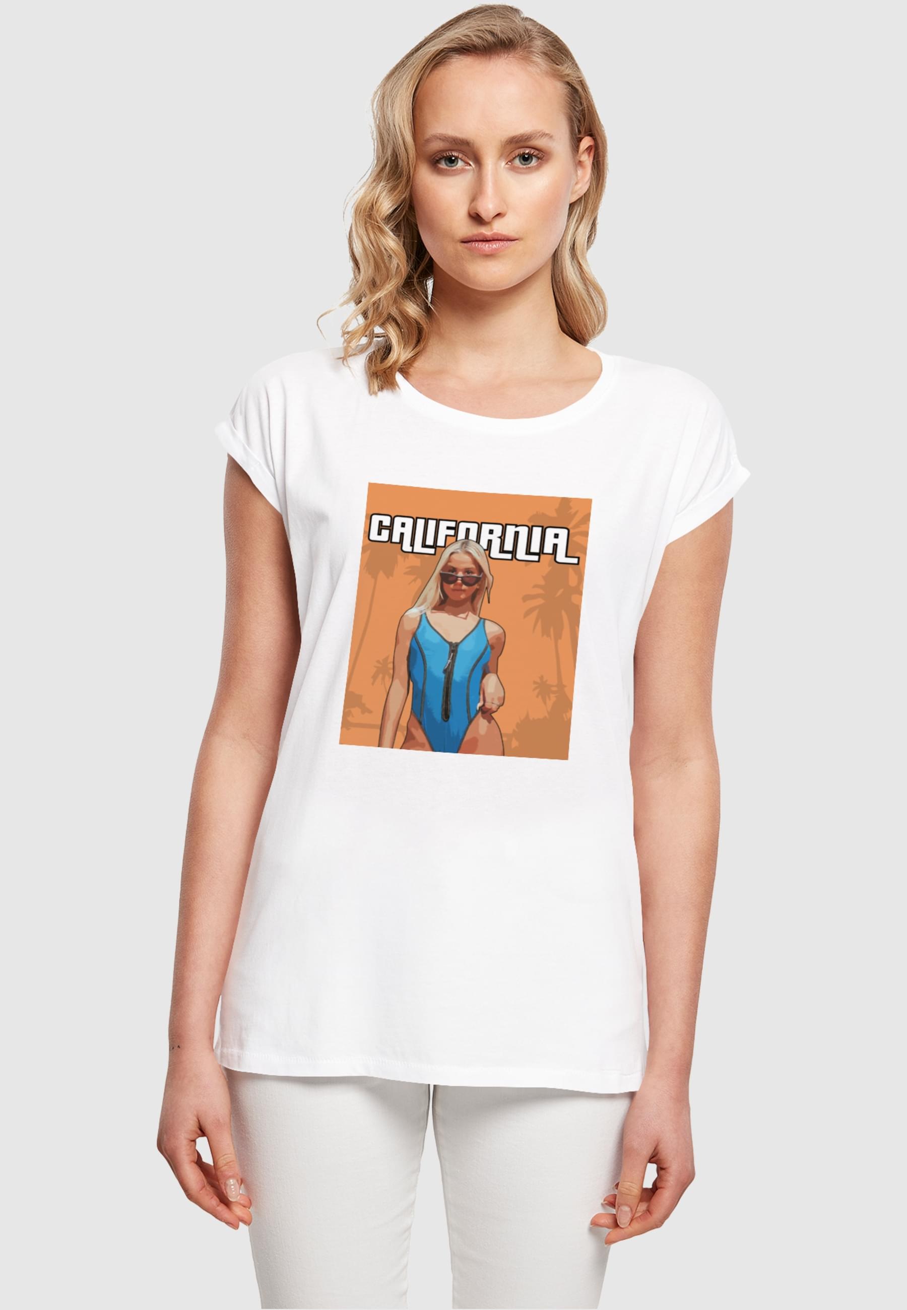Merchcode T-Shirt »Merchcode Damen Ladies Grand California Extended Shoulder Tee«, (1 tlg.)