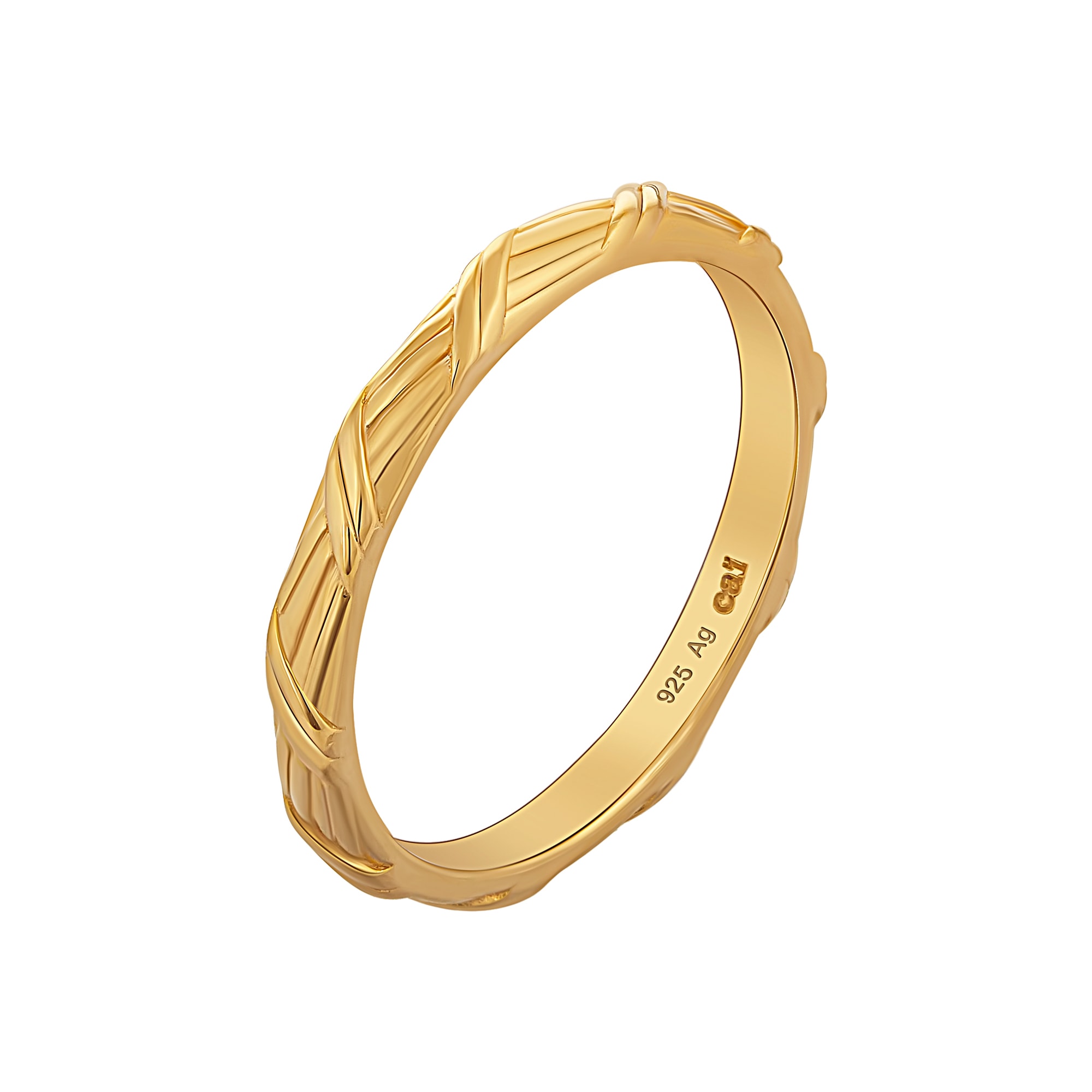 CAÏ Fingerring »925 Silber vergoldet Flechtoptik Stacking«