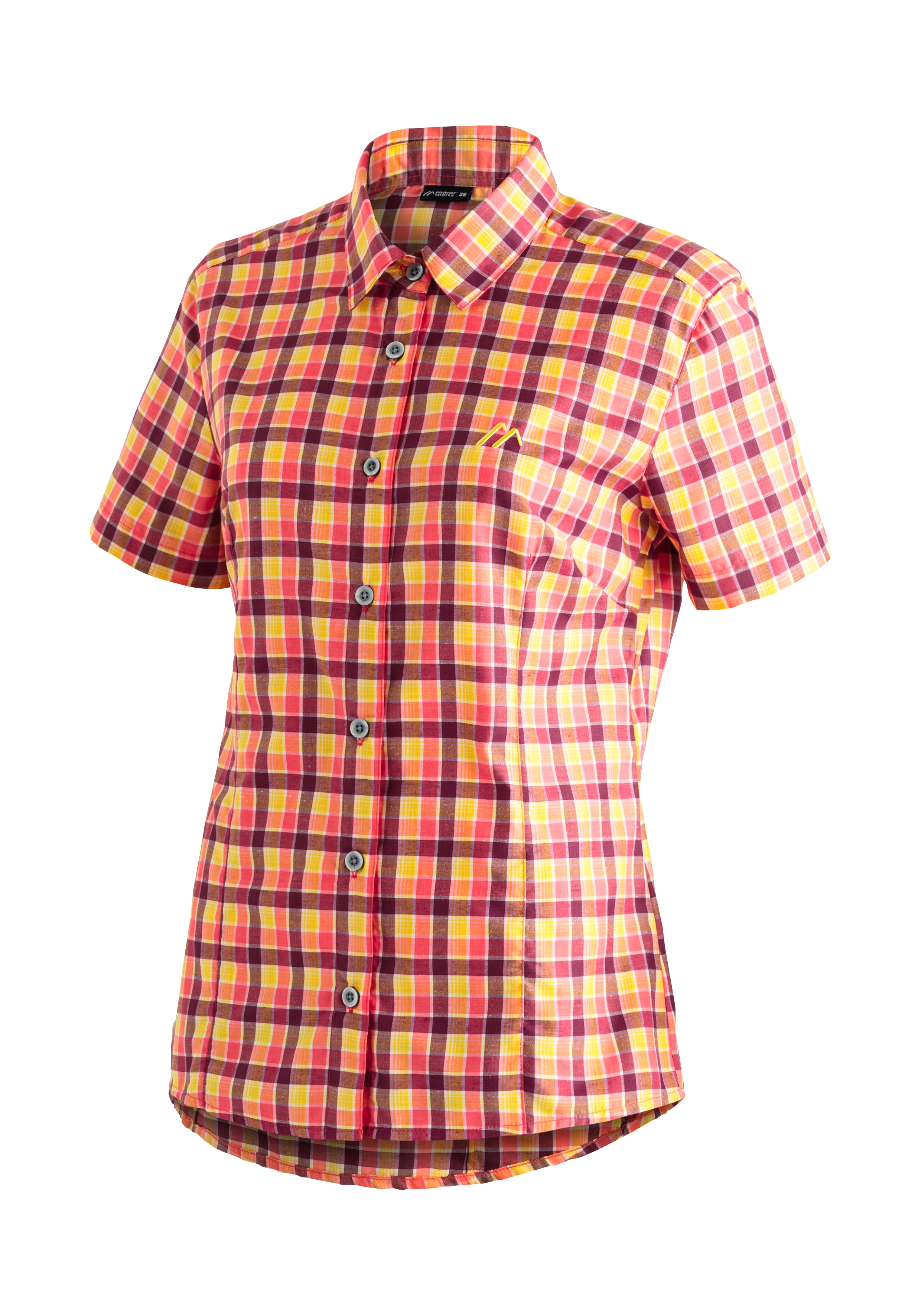 Maier Sports Funktionsbluse "Philina" Damen Bluse, leichte Kurzarmbluse, Blusen-Shirt, Karobluse, Reg Fit