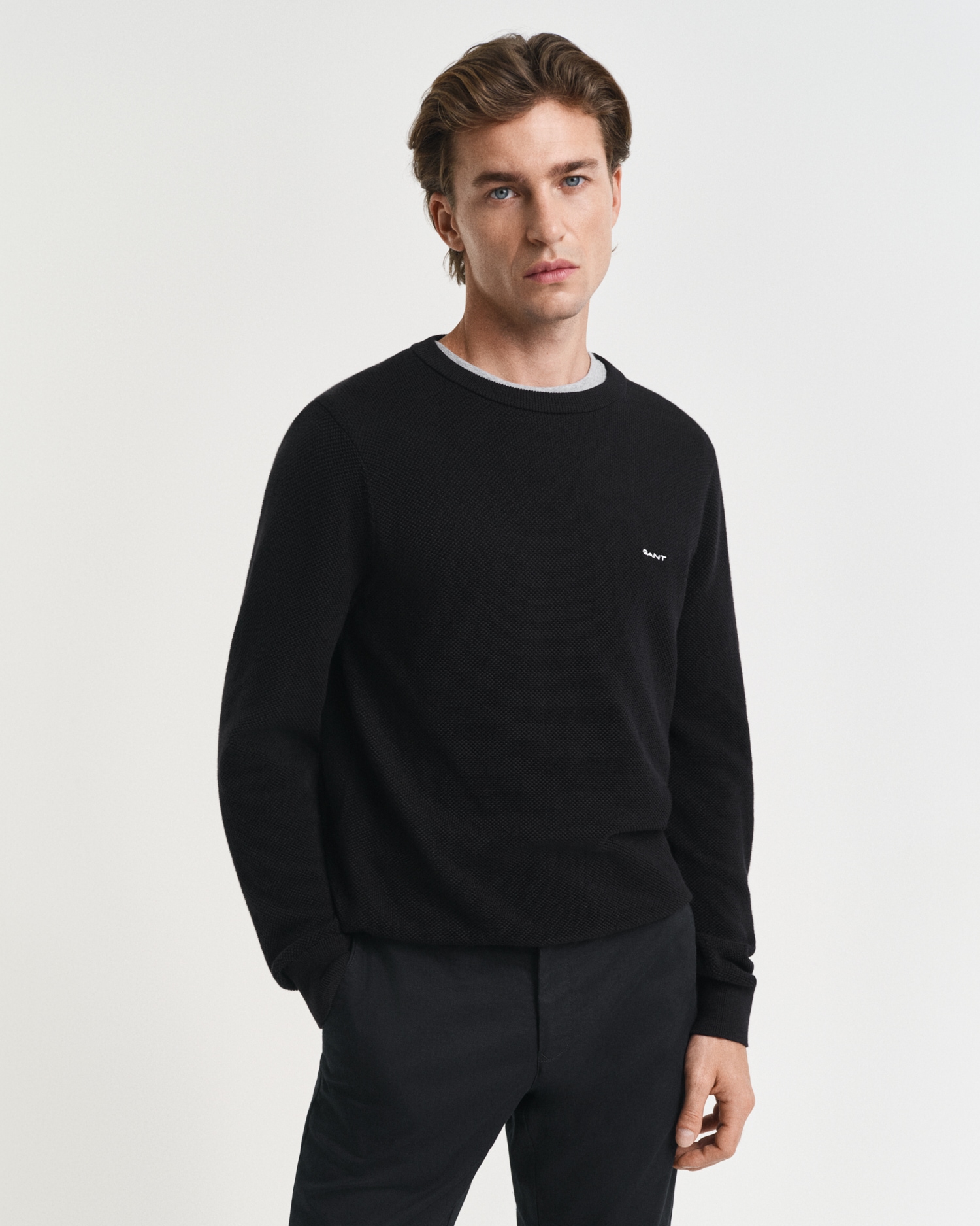Gant "COTTON PIQUE C-NECK" mit Logostickerei auf der Brust günstig online kaufen