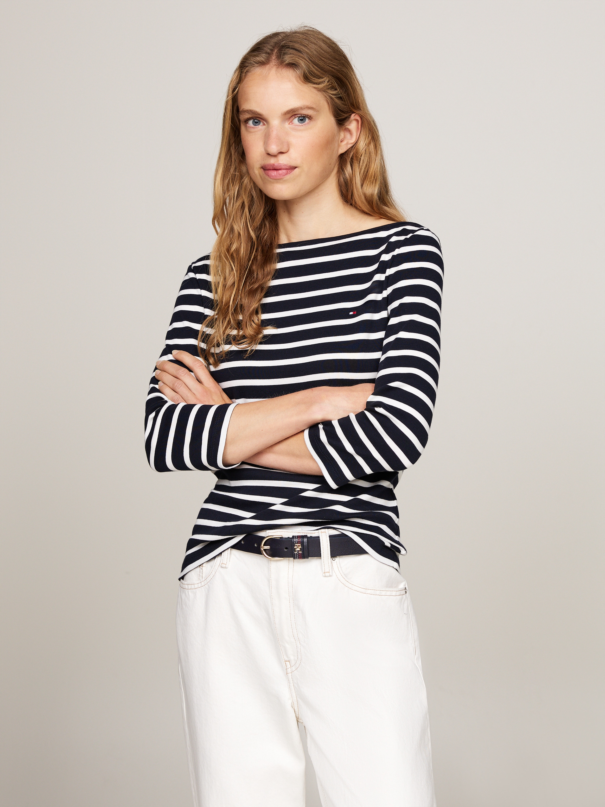 Tommy Hilfiger 3/4-Arm-Shirt "NEW CODY SLIM BOAT-NK 3/4SLV", mit Logostickerei