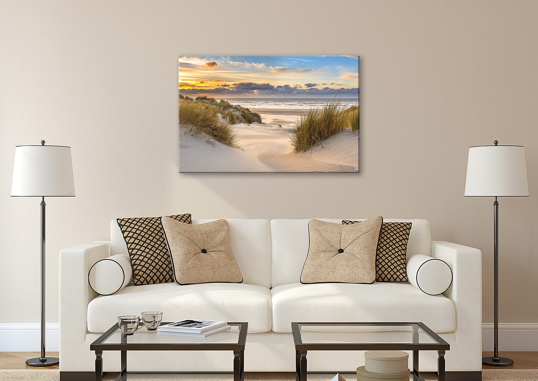 Bönninghoff Leinwandbild »Wandbild STRAND 78x118 cm – Leinwandbild Keilrahmen Deko modern« Strand 1 Stk. tlg. auf Keilrahmen gespannt