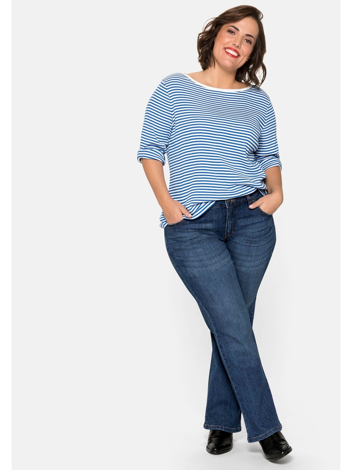 Sheego Bootcut-Jeans »Große Größen«, in mit kaufen Used-Effekten | BAUR 5-Pocket-Form