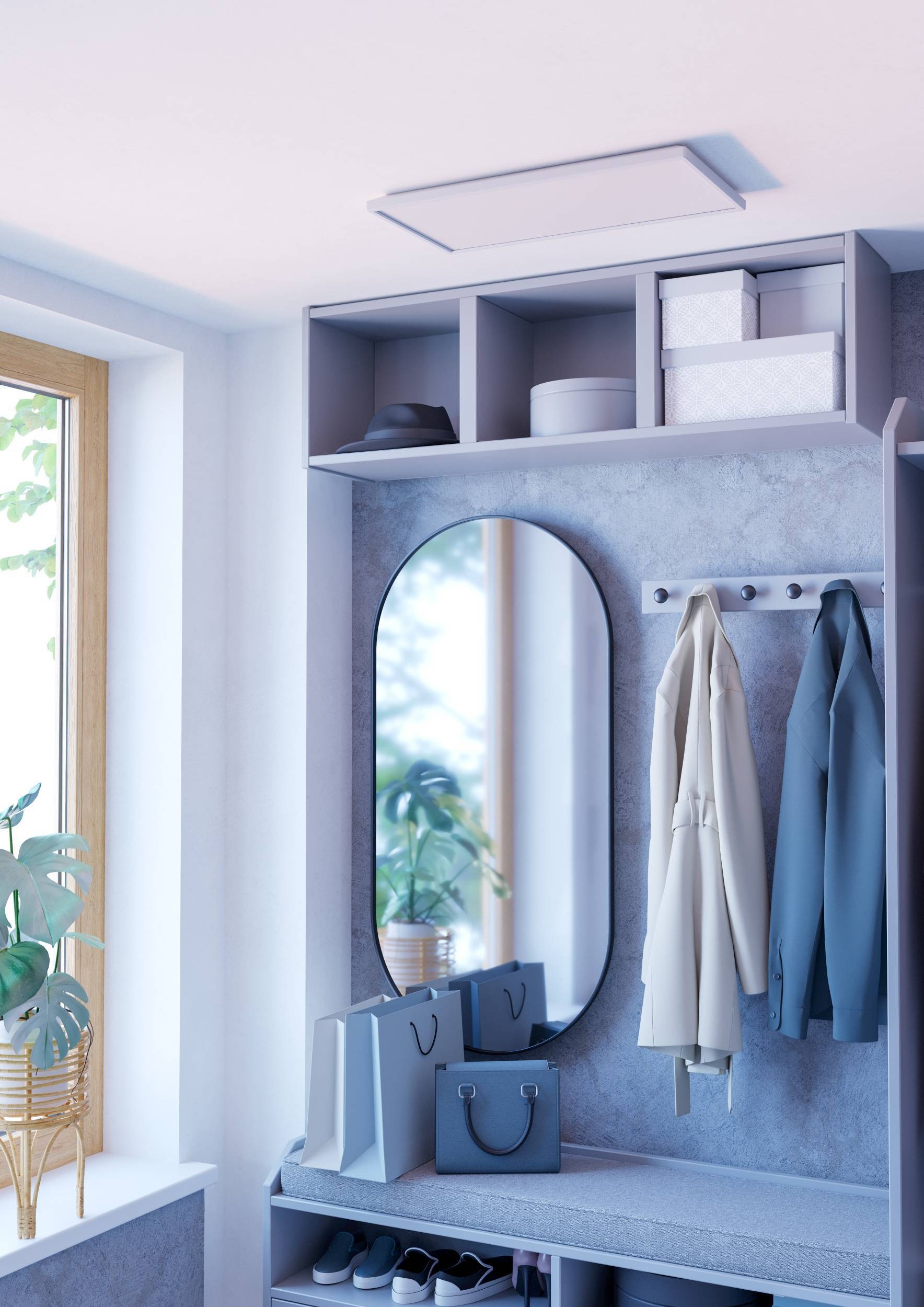 EGLO Deckenleuchte »Rovito-Z Deckenlampe, IP44, Badezimmerlampe aus Kunststoff, Lampe« LED-Modul 1 Stk. Kaltweiß | Neutralweiß | Warmweiß Wand-/Deckenleuchte - L57 x B30 x H3 cm - weiß - 17,2W inkl.