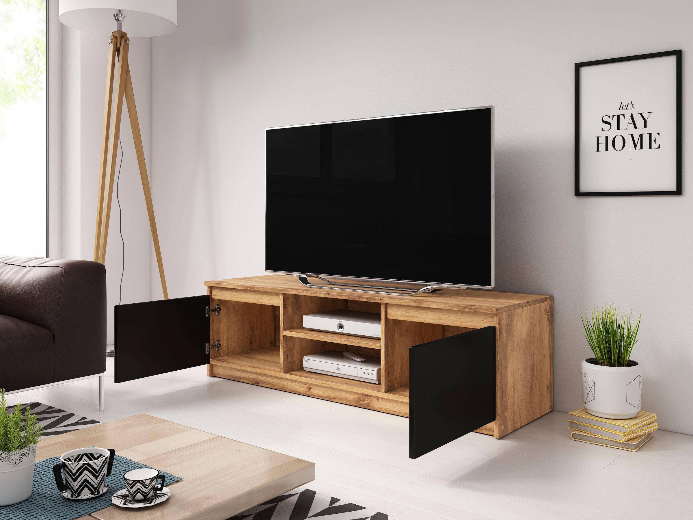 INOSIGN Lowboard »DINGO«, zeitloser TV-Schrank, TV-Board Breite 120 cm, grifflose Fernsehschrank