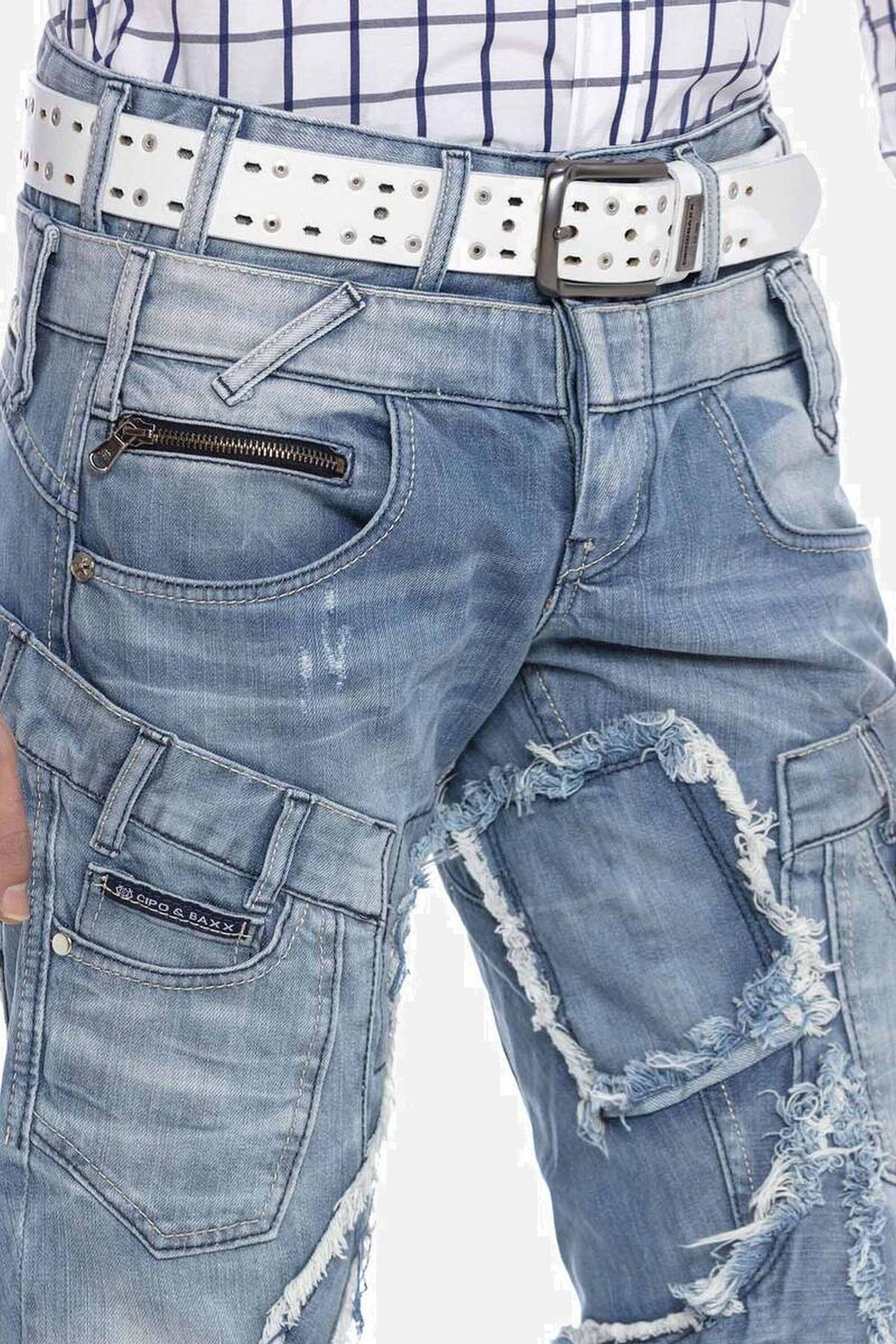 Cipo & Baxx Straight-Jeans »DENIM«, bequeme Jeans im trendigen Patchwork-Design, CD617