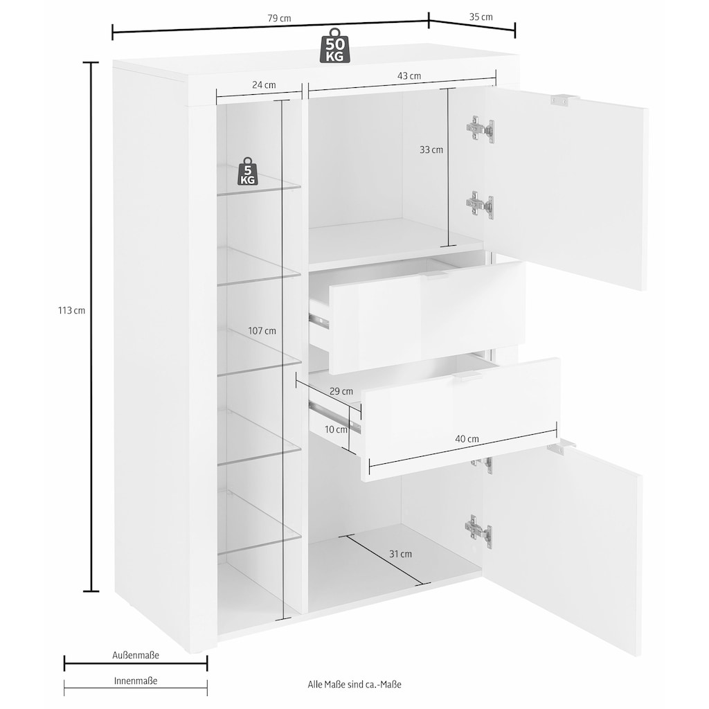 borchardt Möbel Highboard »Bilbao«, Breite 79 cm