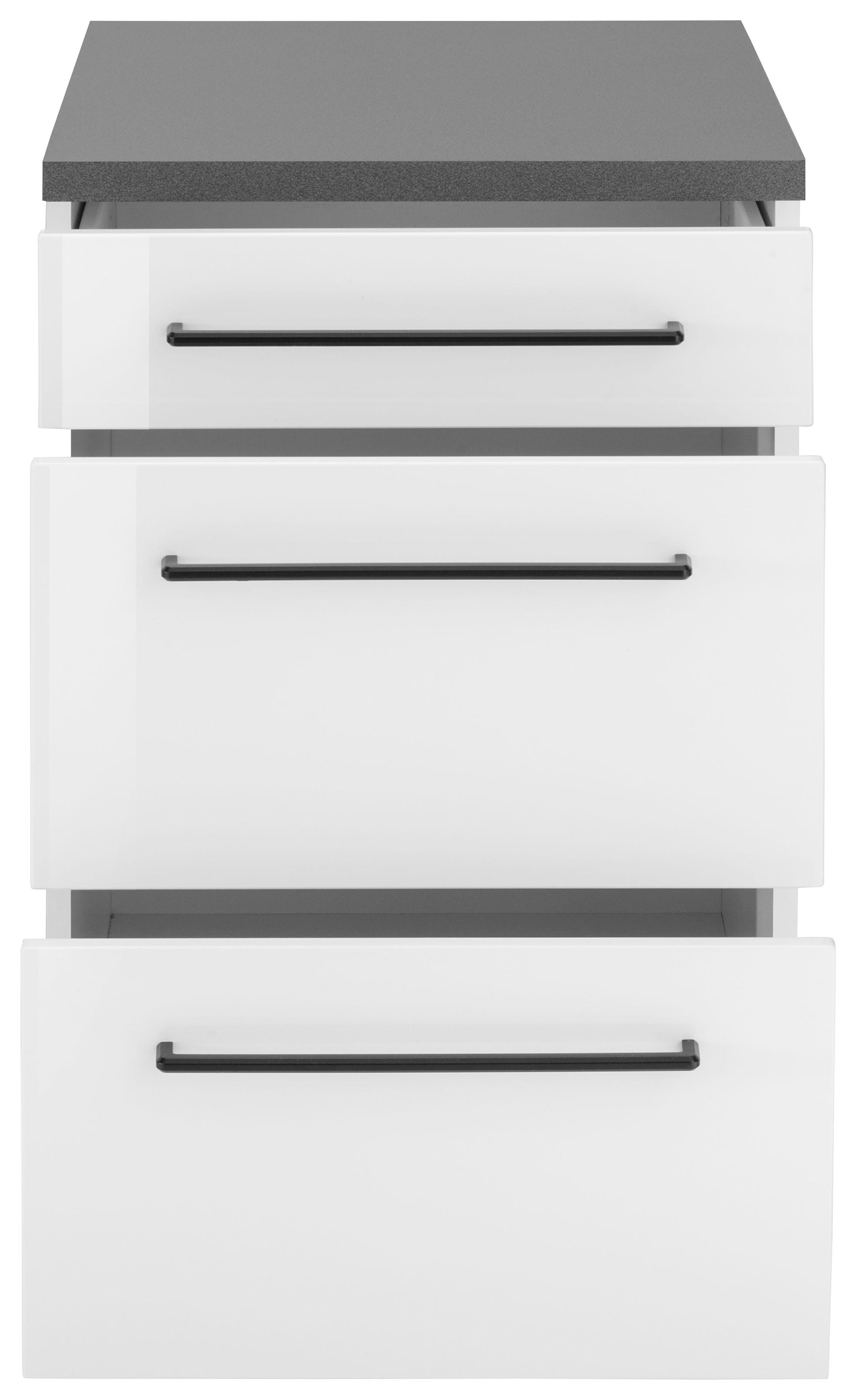 KOCHSTATION Unterschrank »KS-Tulsa«, 50 cm breit, 1 Schubkasten, 2 große Auszüge, Metallgriff, MDF Front