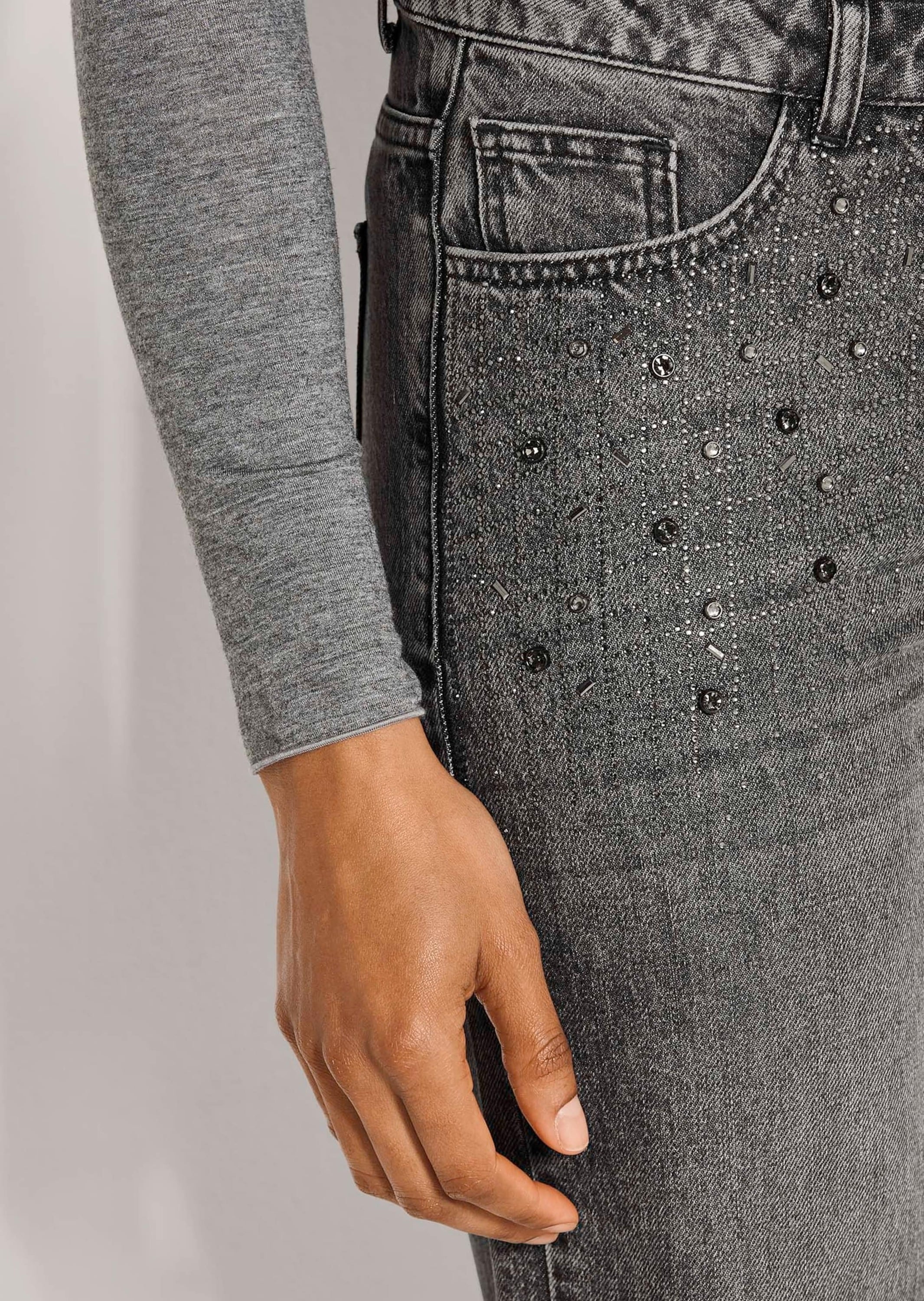 MADELEINE Regular-fit-Jeans »Hose Gerade Jeans mit Strass-Elementen«