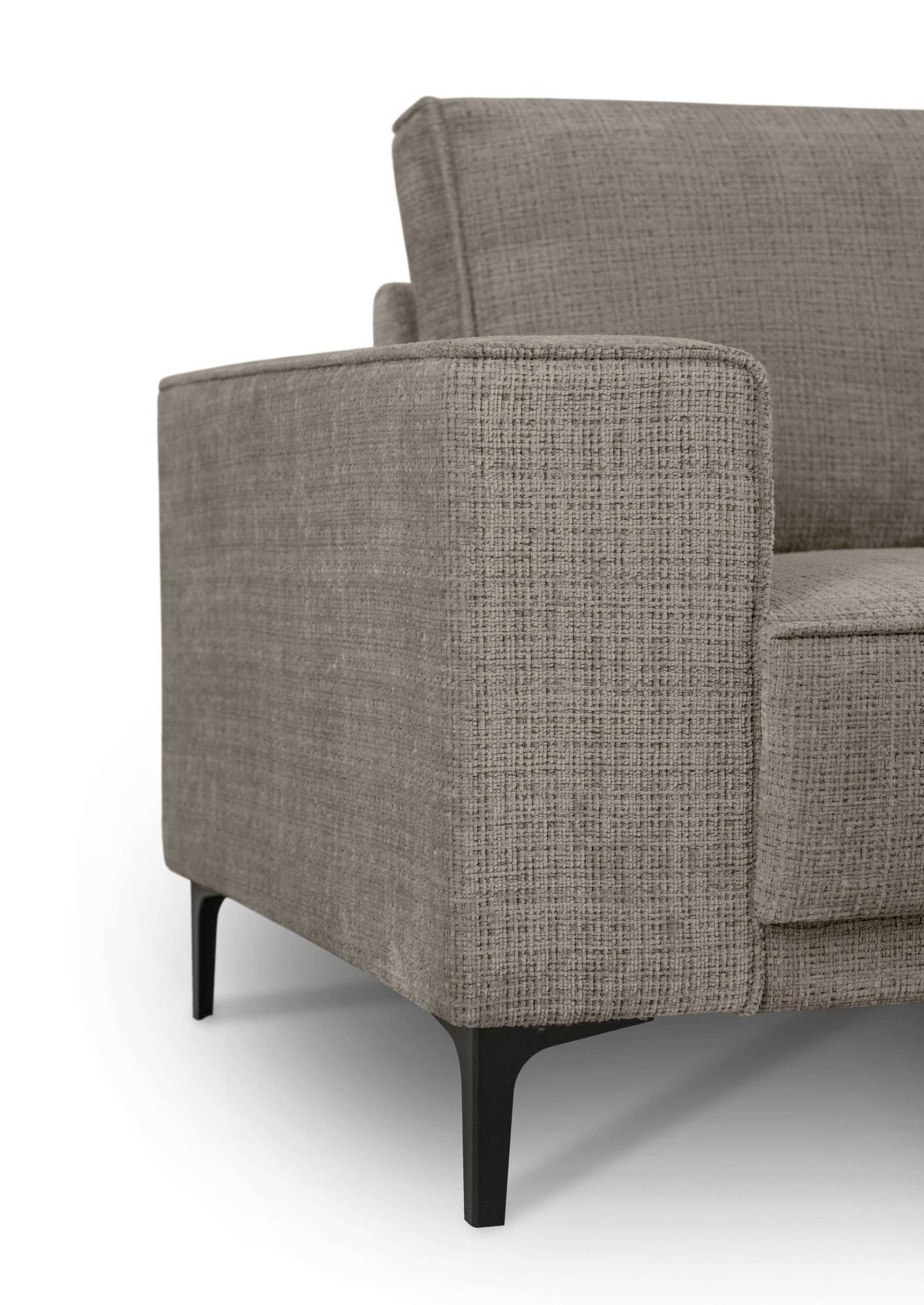 Places of Style Ecksofa »Polsterecke Oland, Struktur, Flachgewebe, Luxus-Microfaser, Boucle«, L-Form, 289 cm, Wellenunterfederung, Skandi-Design, Metallfüße