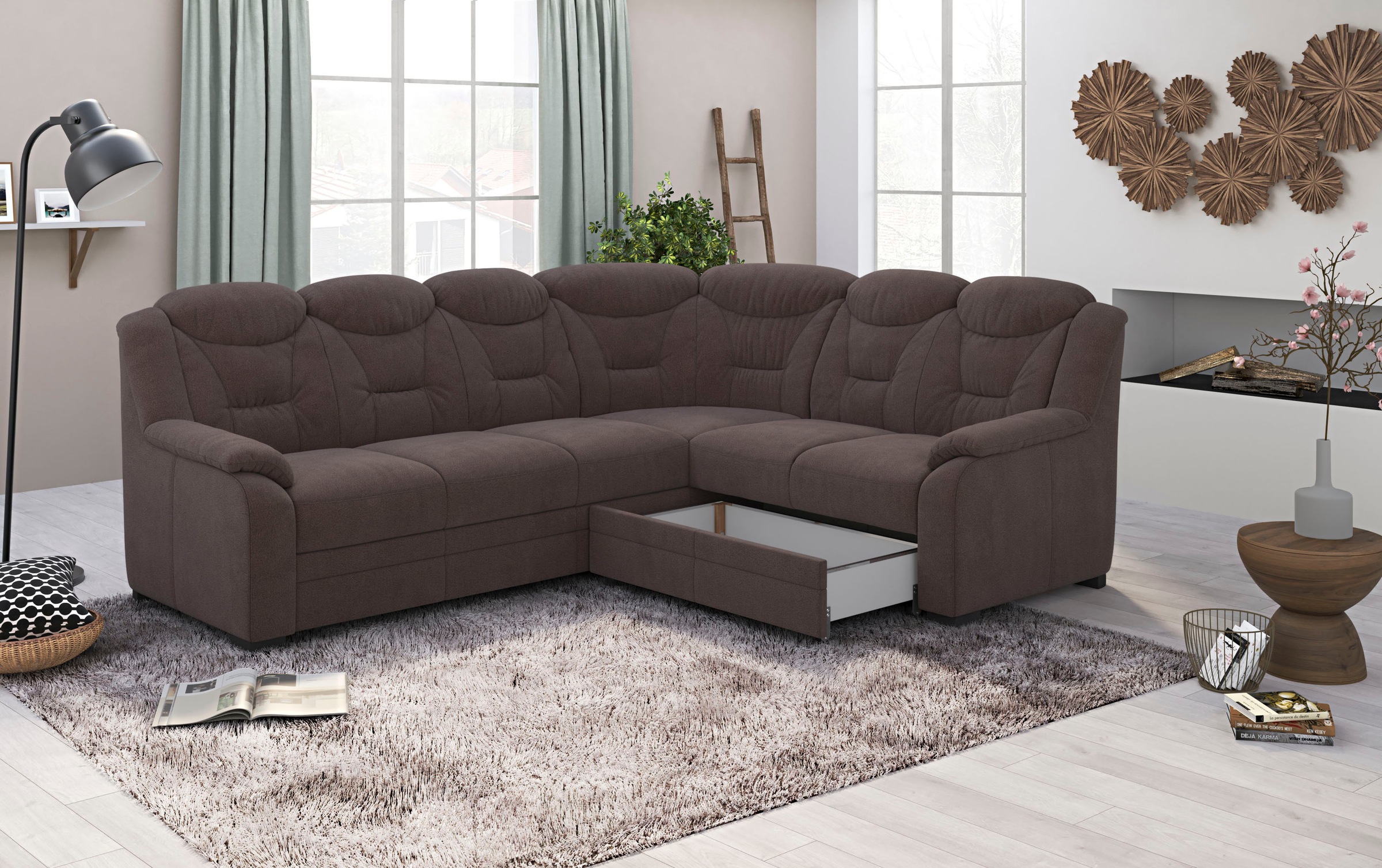 COTTA Ecksofa »Marcus L-Form«, Bequemes Ecksofa in klassischem Design mit hoher Rückenlehne