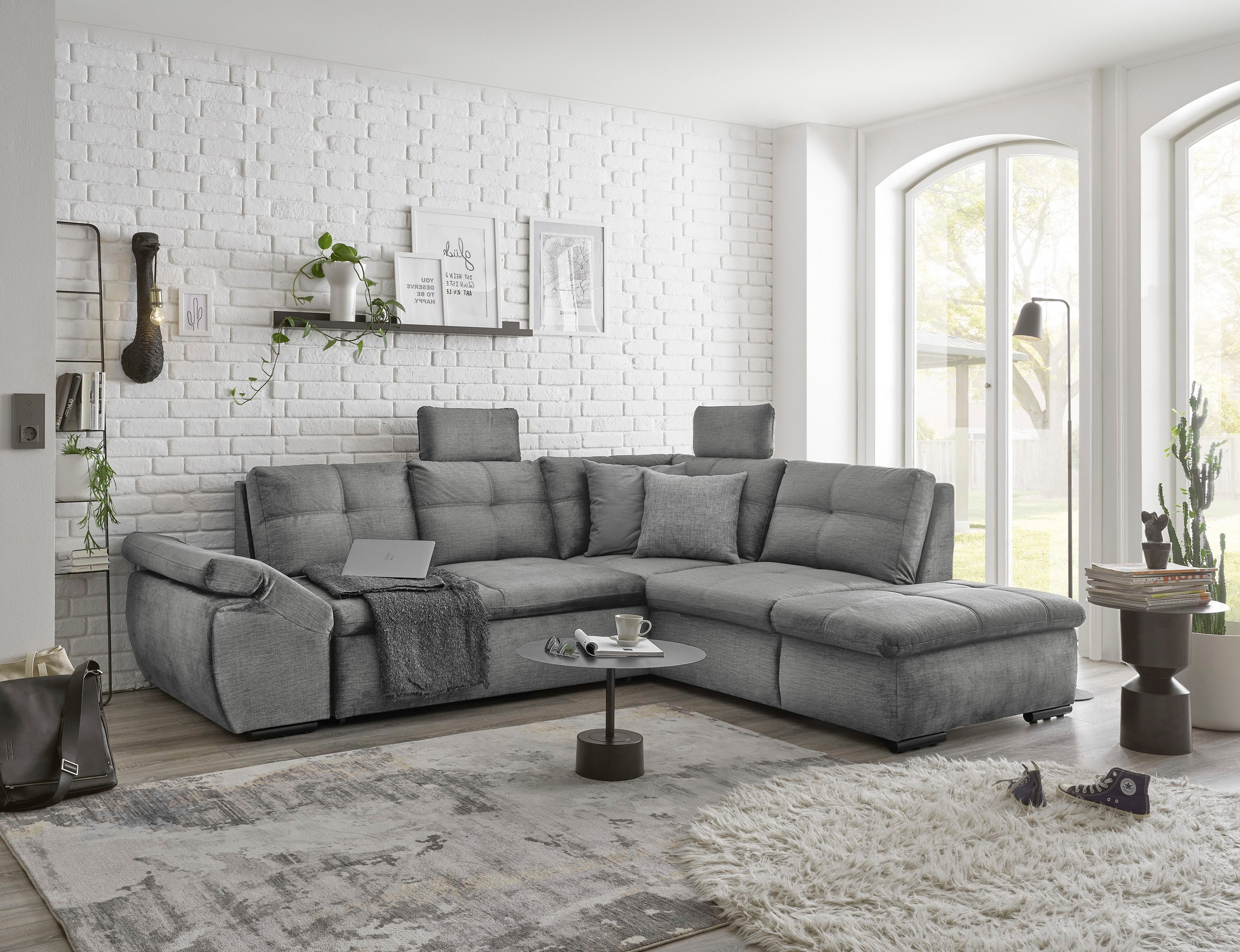 ED EXCITING DESIGN Ecksofa "Alija L-Form", mit Bettfunktion, Bettkasten, Ar günstig online kaufen