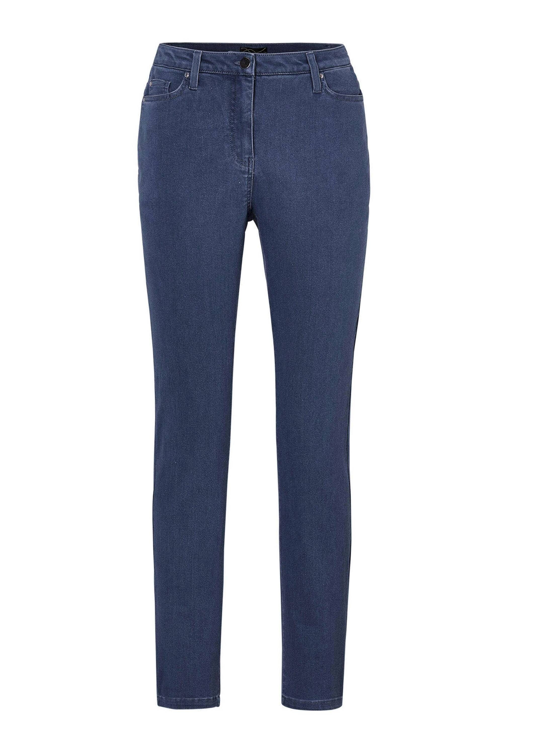 Regular-fit-Jeans GOLDNER "Kurzgröße Lange Freizeithose BELLA mit Formbund", Damen, Gr. 26, K-Gr, blau (hellblau), Obermaterial: 65% Baumwolle CO. 31% Polyester PES. 4% Elasthan EL., Jeans