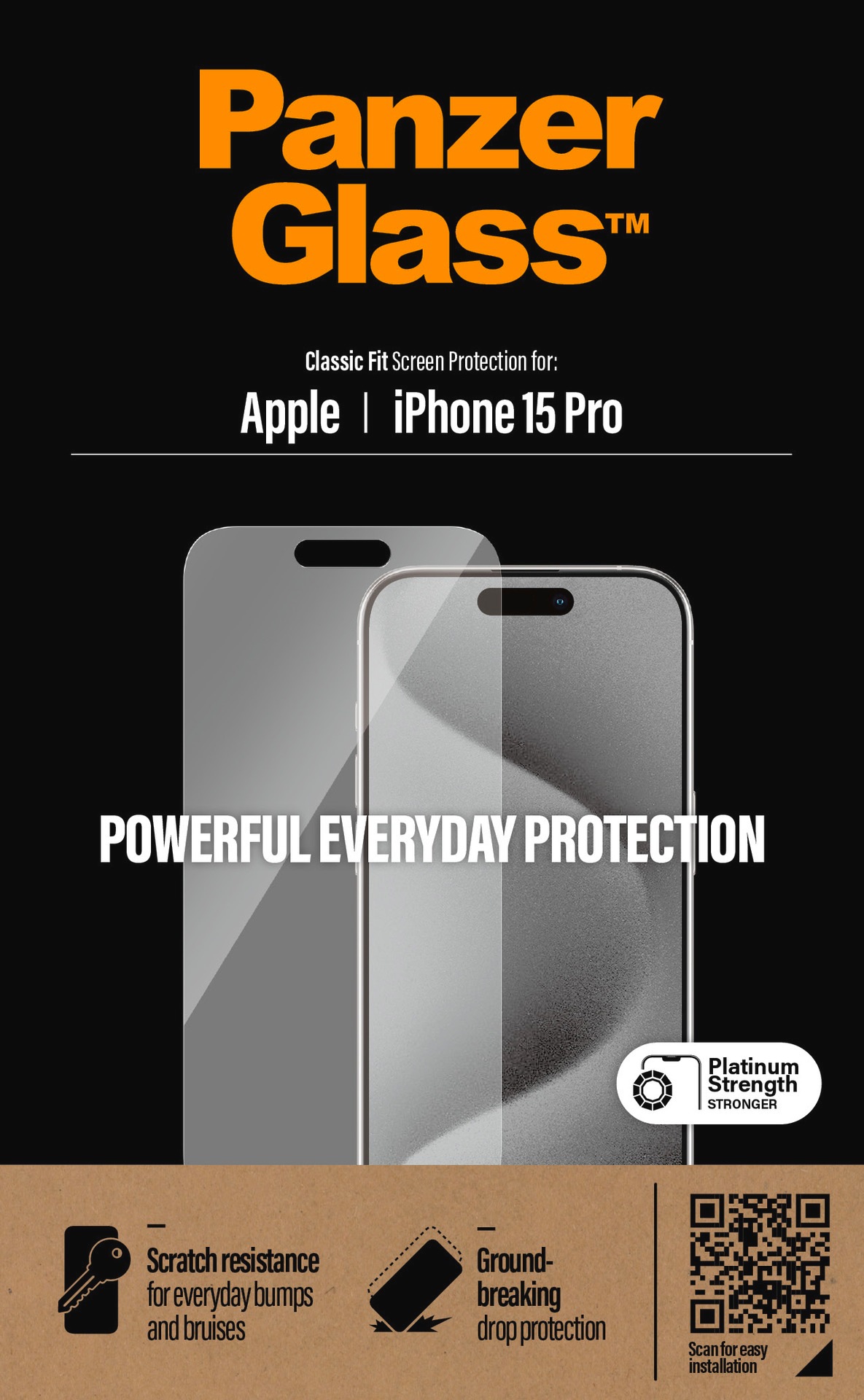 PanzerGlass Displayschutzglas »Screen Protector Glass«, für iPhone 15 Pro, Classic Fit