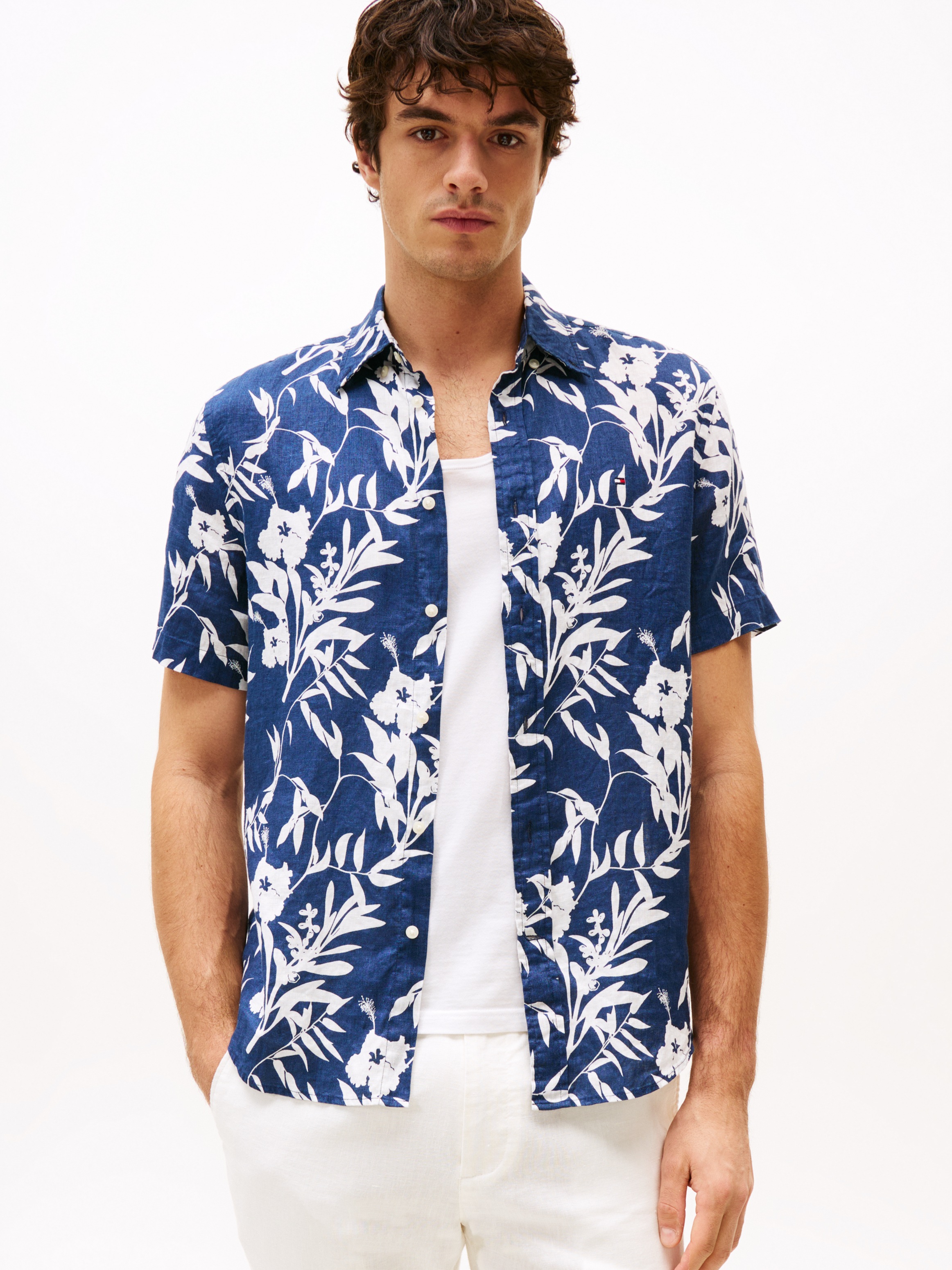 Tommy Hilfiger Leinenhemd "LINEN TROPICAL PRT SS RF SHIRT", mit Allover Flo günstig online kaufen