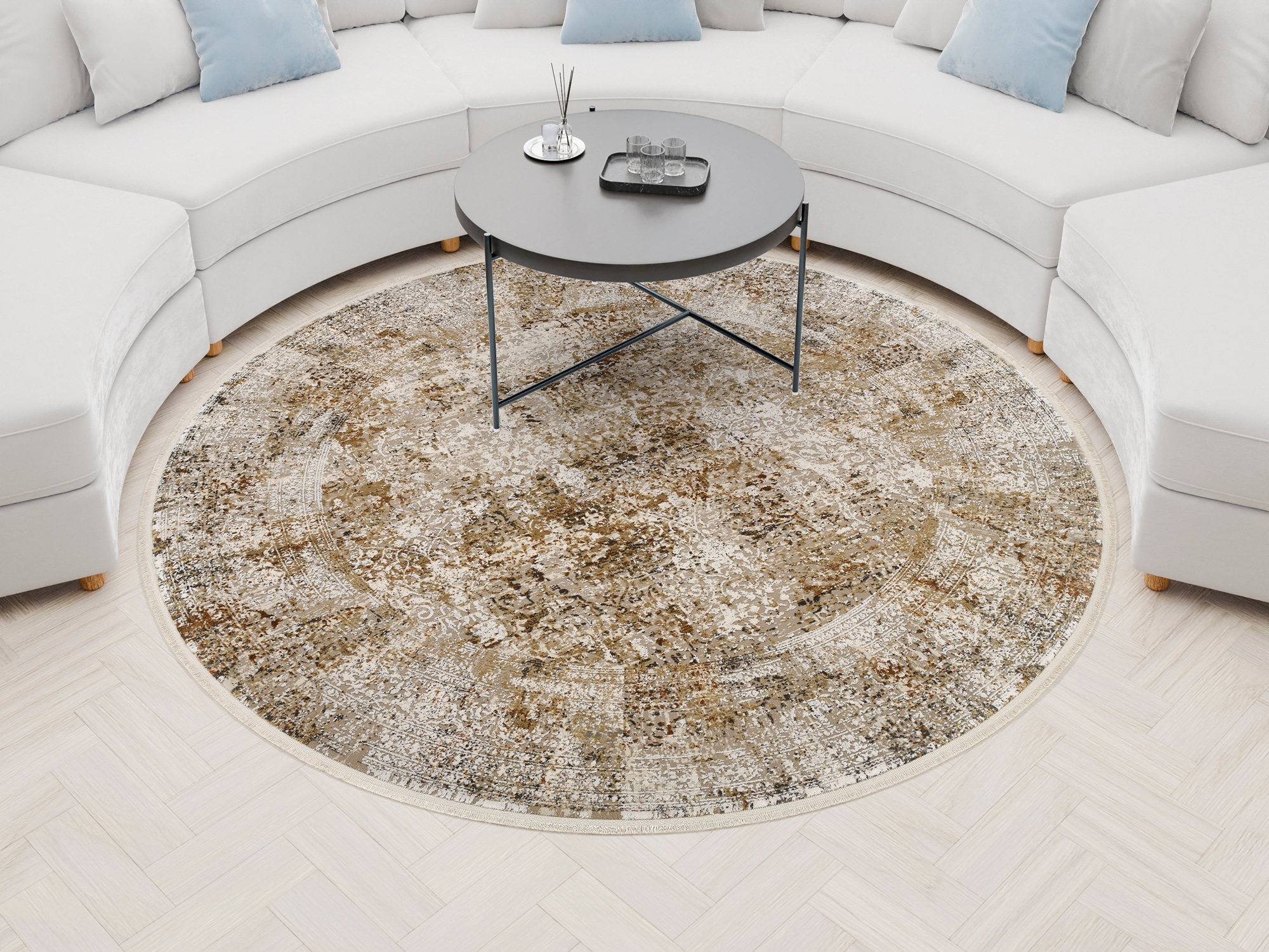 OCI DIE TEPPICHMARKE Teppich "BESTSELLER CAVA" rund 8 mm Höhe Glanz Viskose günstig online kaufen
