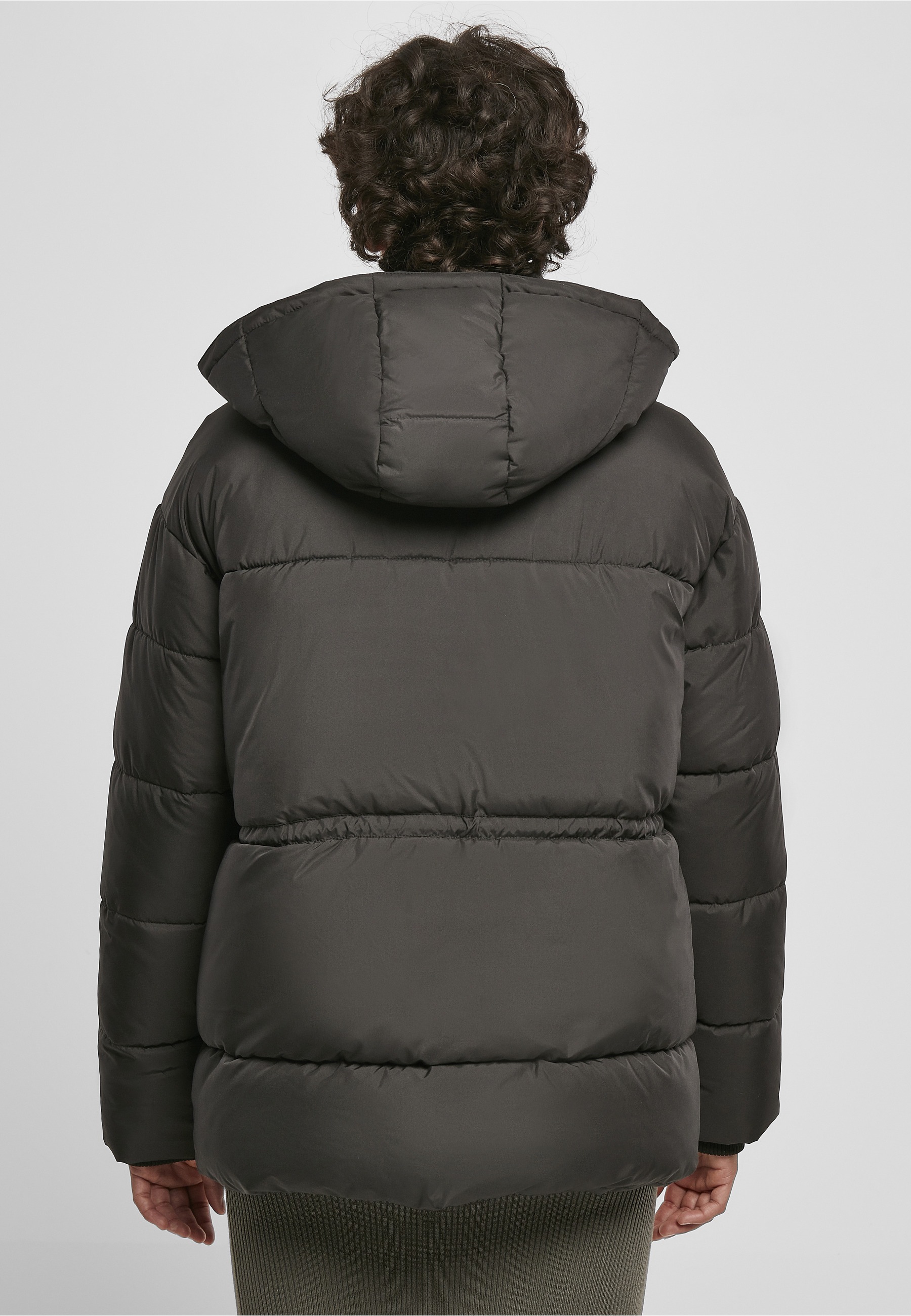 URBAN CLASSICS Winterjacke »Urban Classics Damen Ladies Waisted Puffer Jacket« 1 Stk. tlg. mit Kapuze